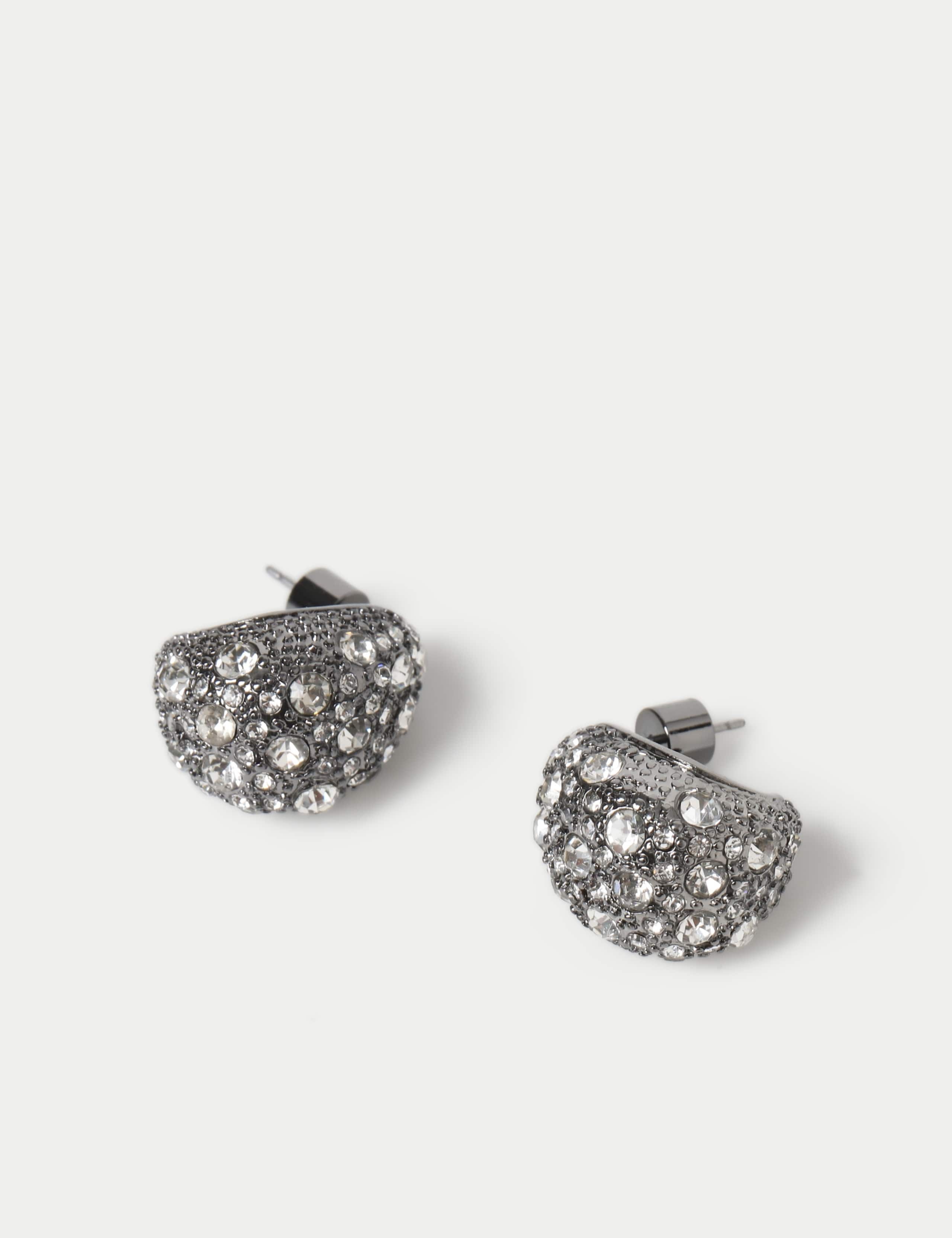 Gunmetal Crystal Tear Drop Stud Earrings 3 of 3