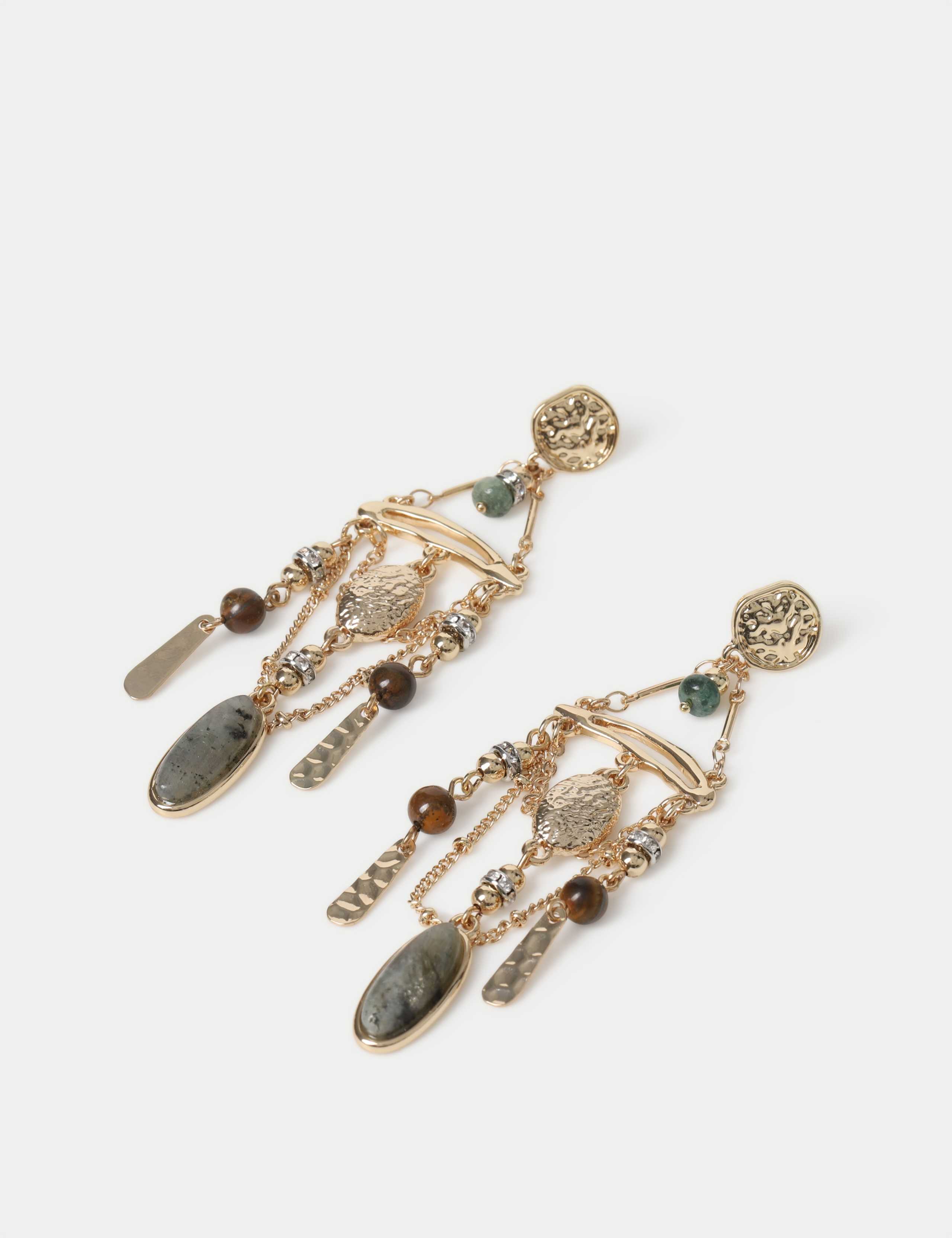 Natural Stone and Chain Drop Earrings 2 of 2