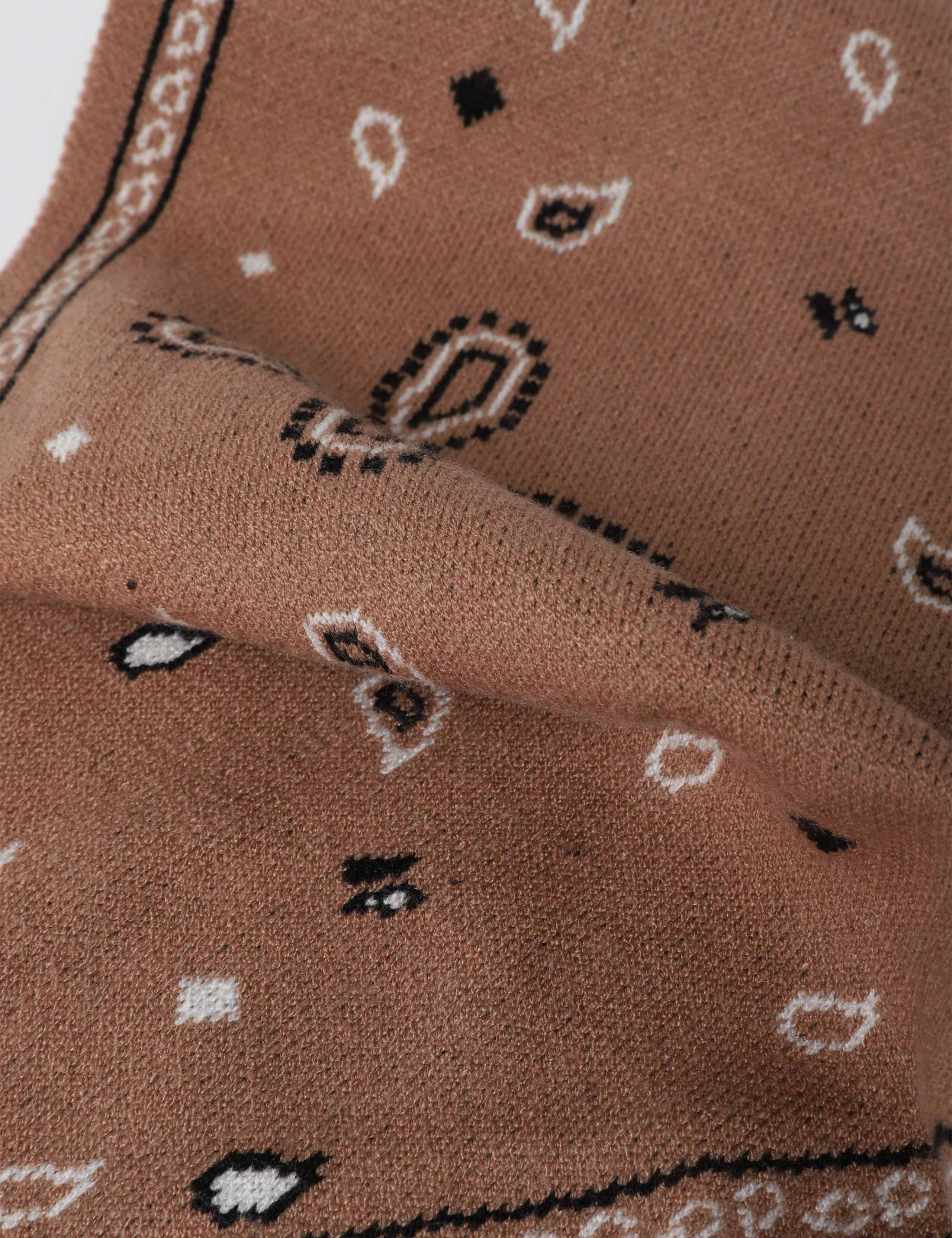 Knitted Paisley Beige Scarf 2 of 3