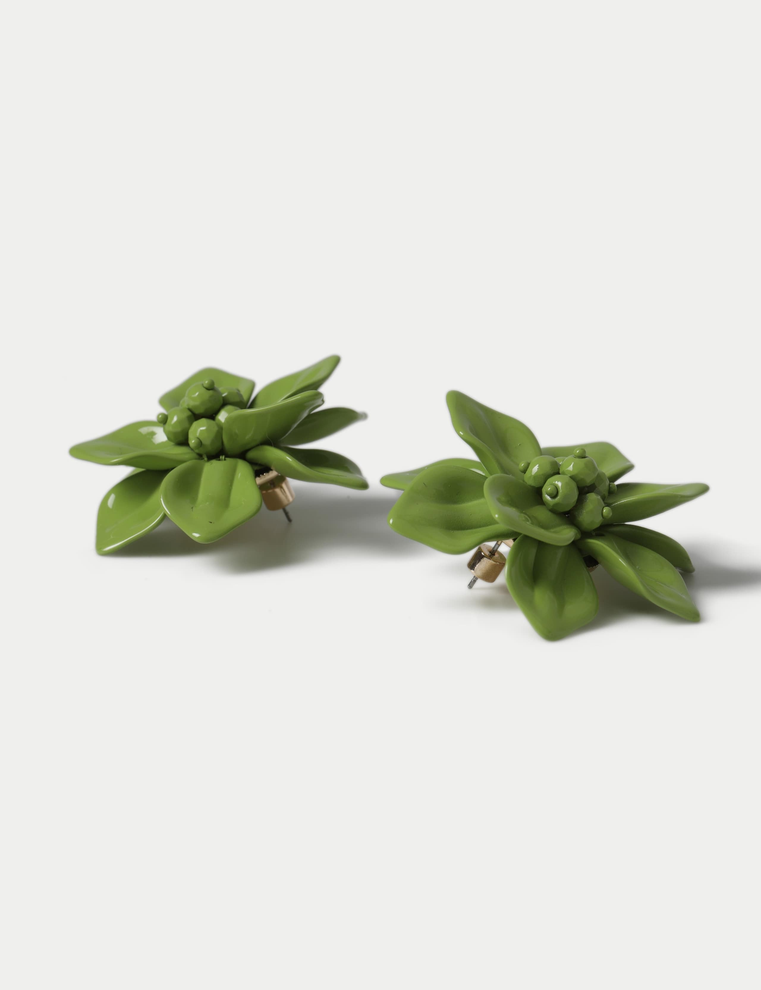 OE WW Green Flower Statement Earrings 2 of 2