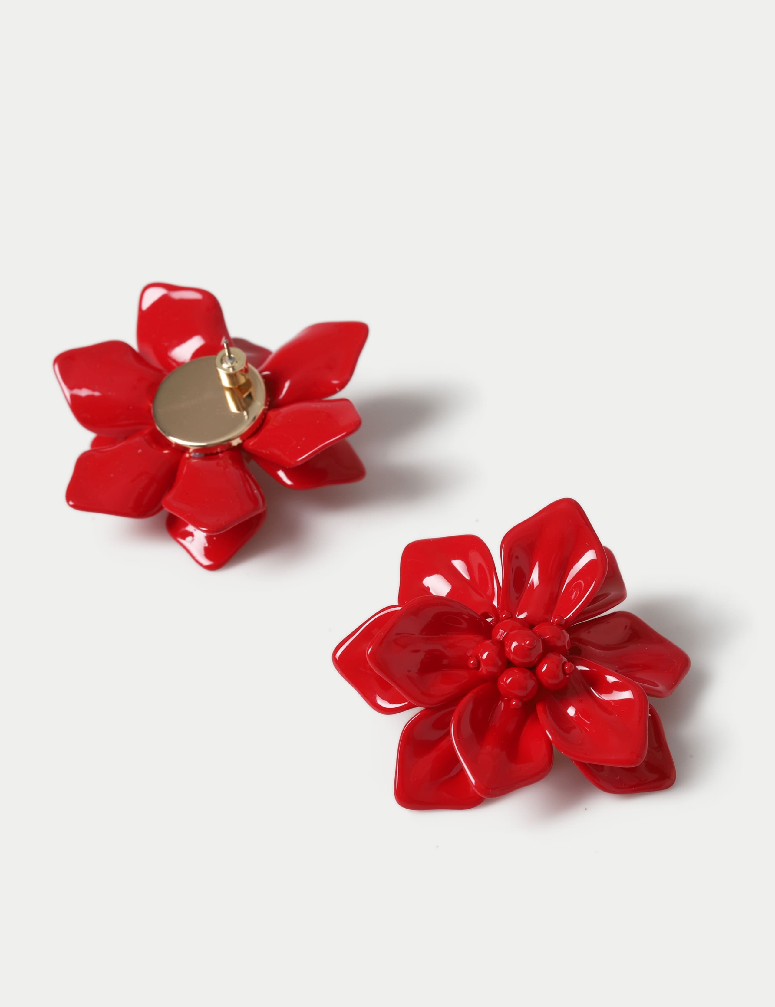 Ww Red Flower Statement Earrings 3 of 3