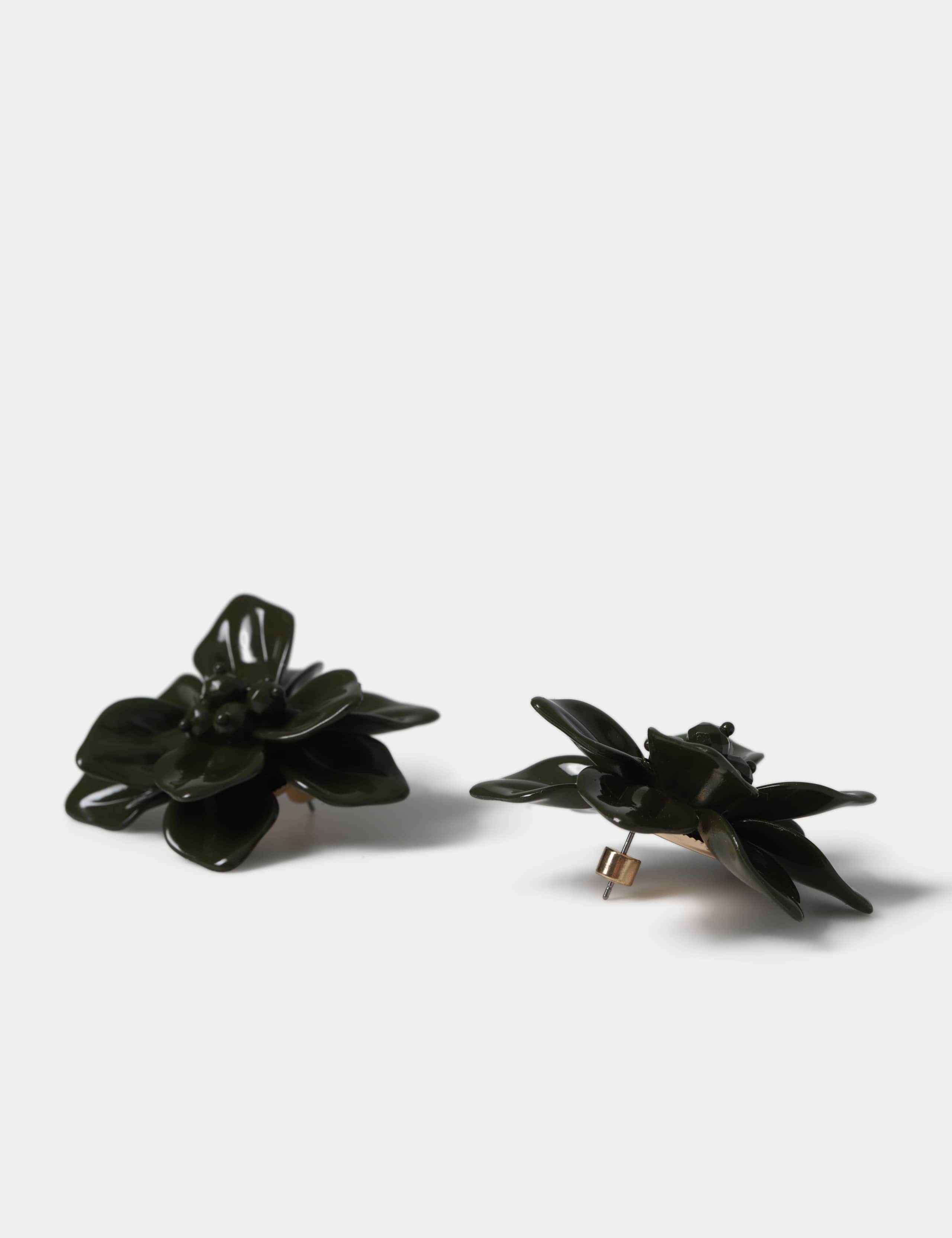 WW Khaki Flower Statement Earrings 2 of 2