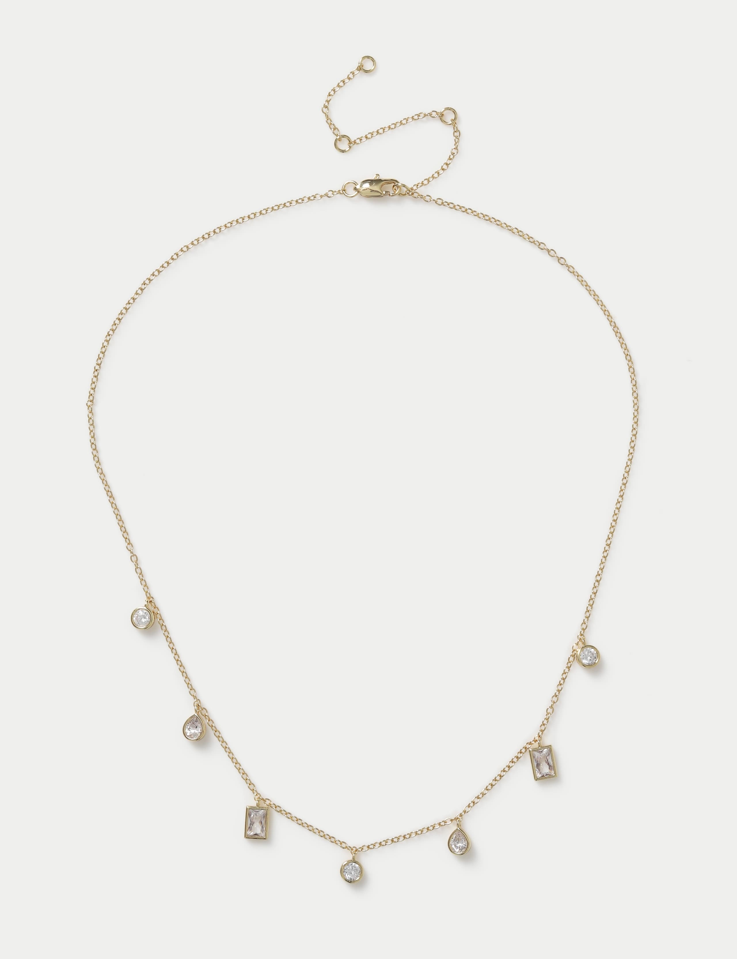 14ct Plated Mixed Shape CZ Necklace 1 of 2