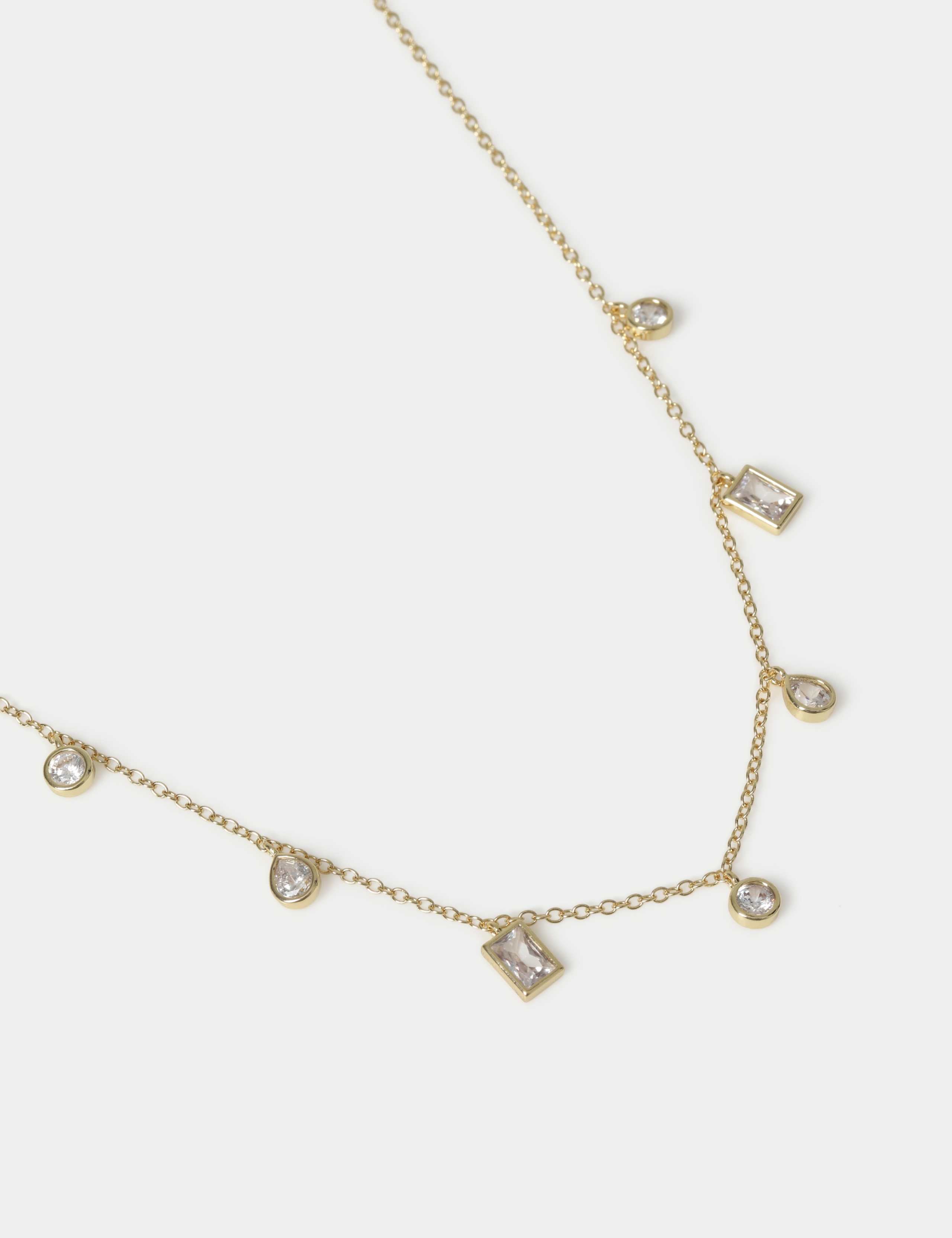 14ct Plated Mixed Shape CZ Necklace 2 of 2
