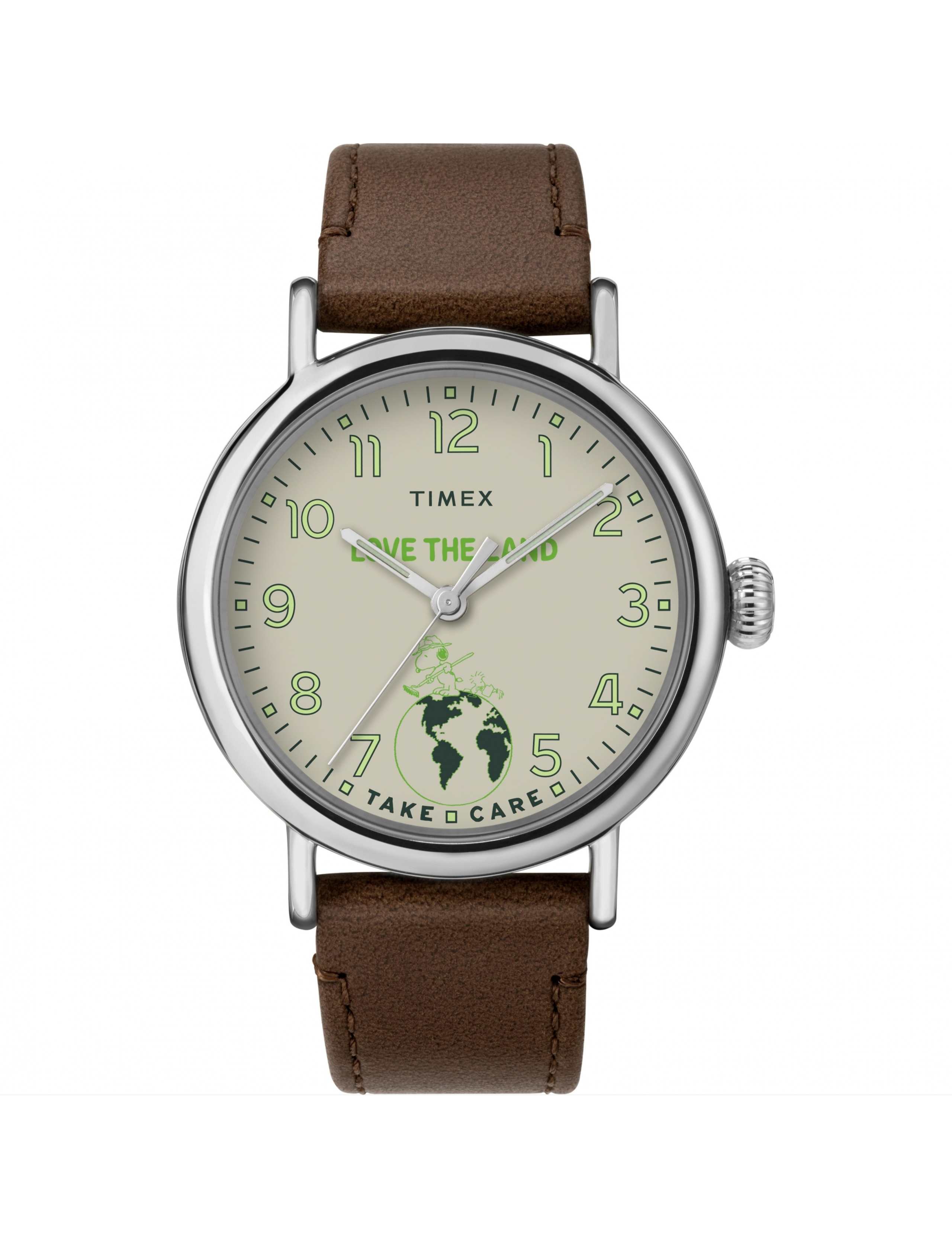 Timex Snoopy™ Brown Leather Watch 1 of 9