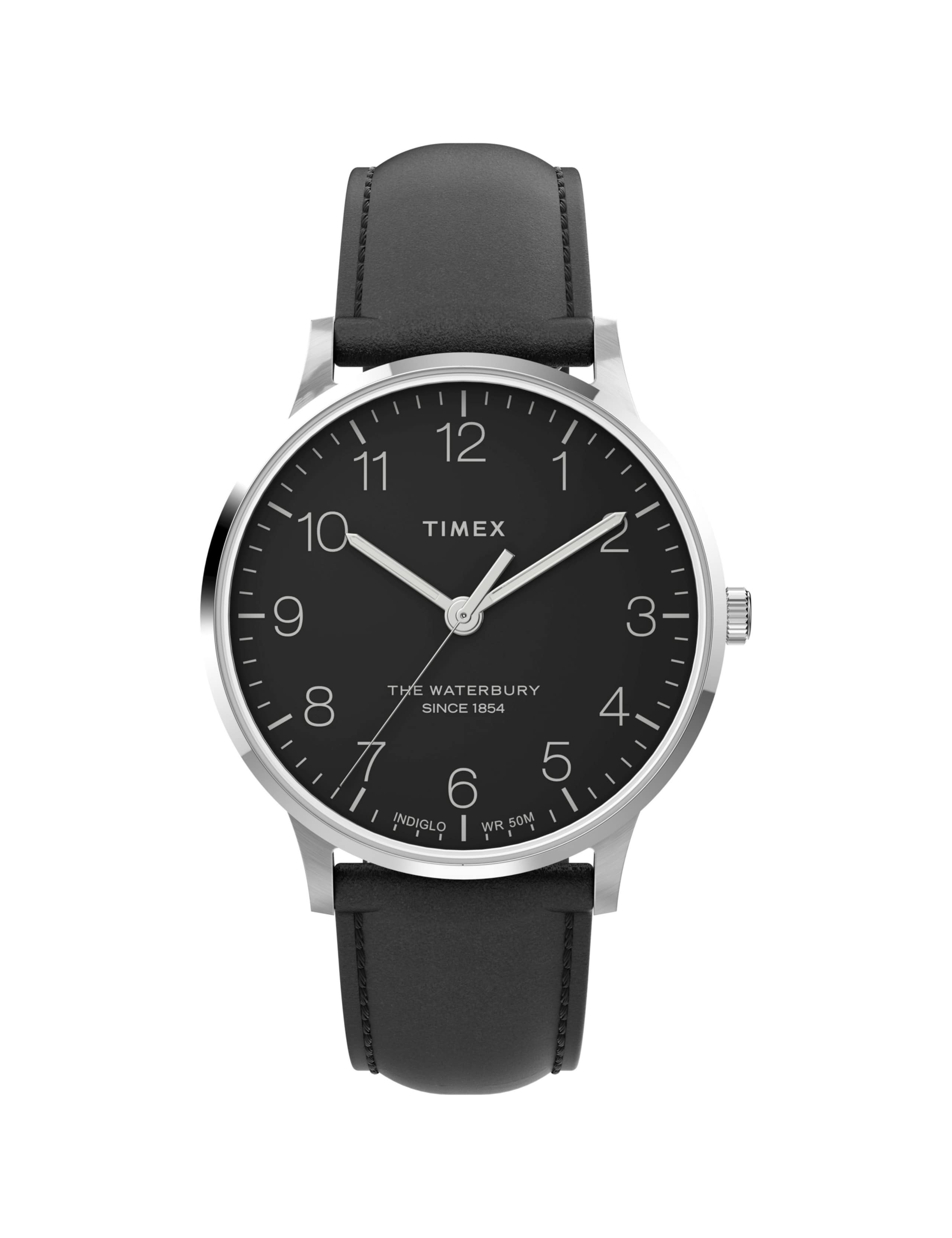 Timex Waterbury Classic Black Leather Watch 1 of 7