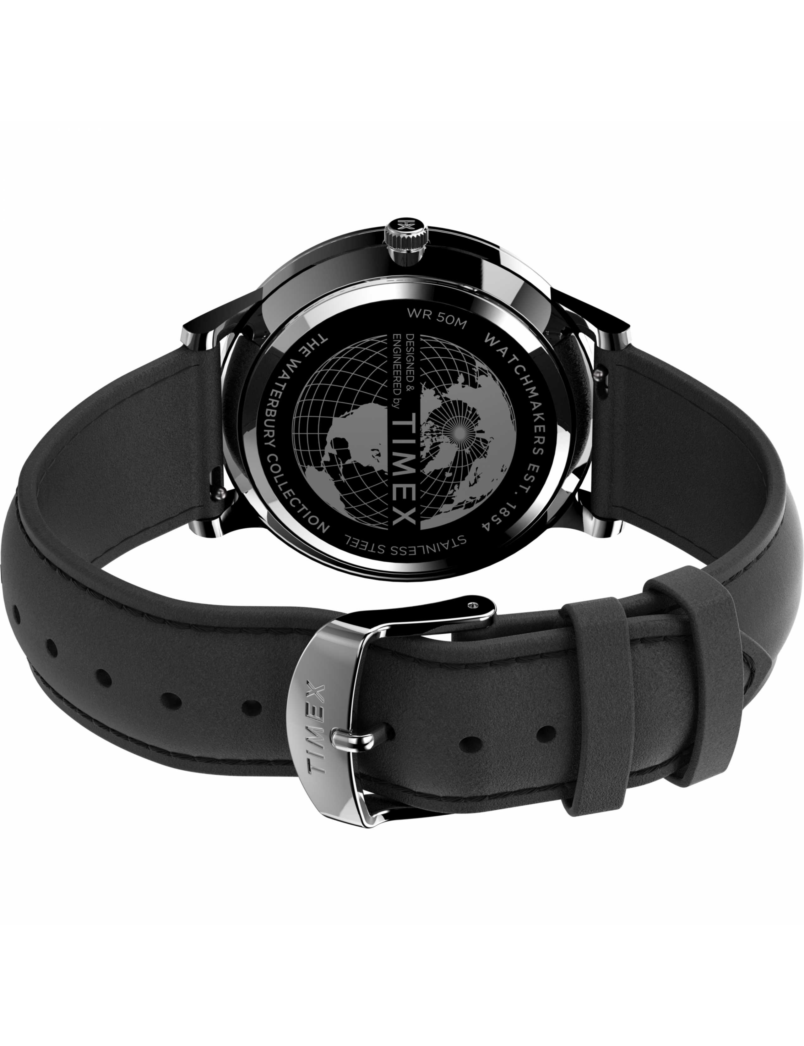 Timex Waterbury Classic Black Leather Watch 4 of 7