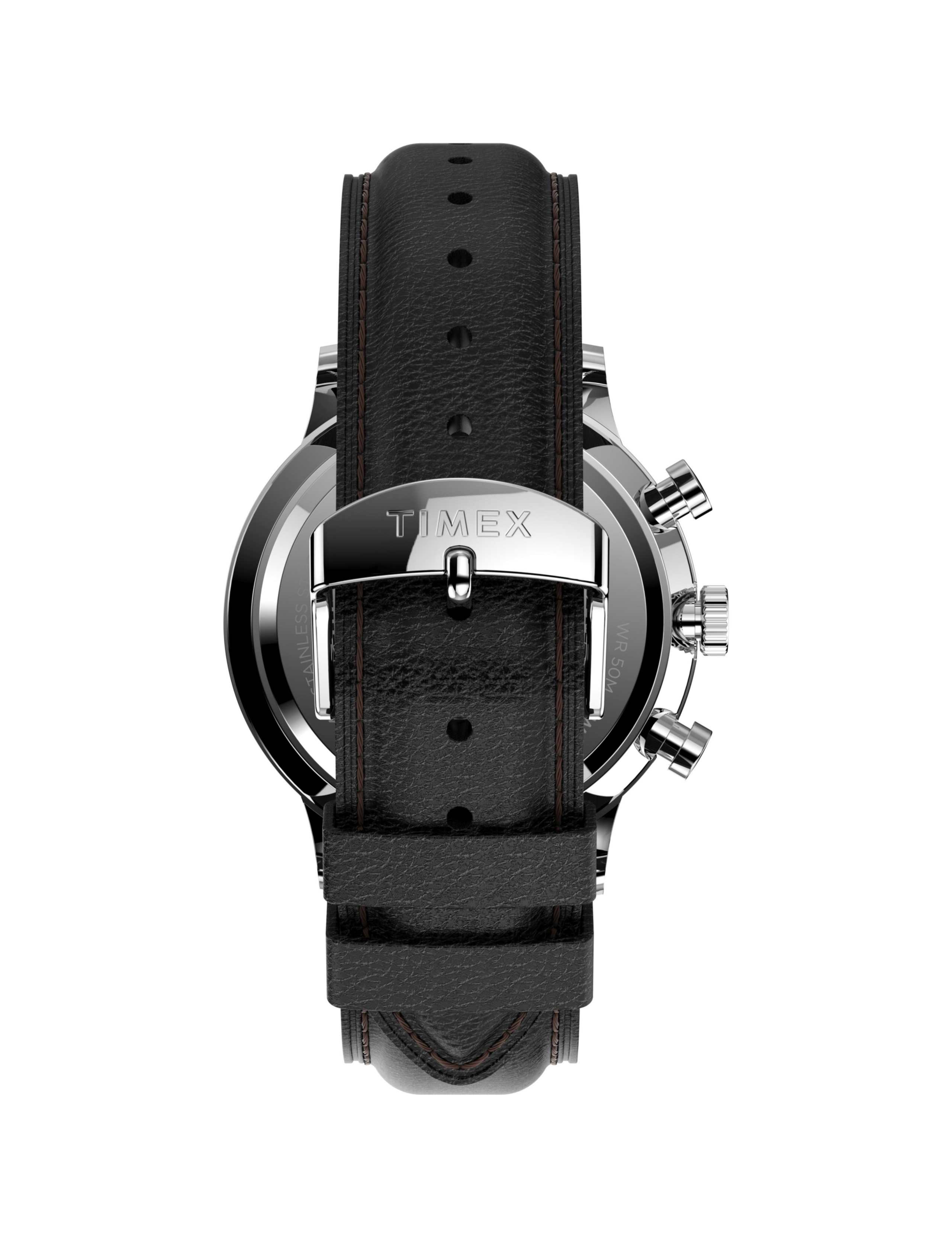Timex Waterbury Classic Black Leather Chronograph Watch 2 of 8