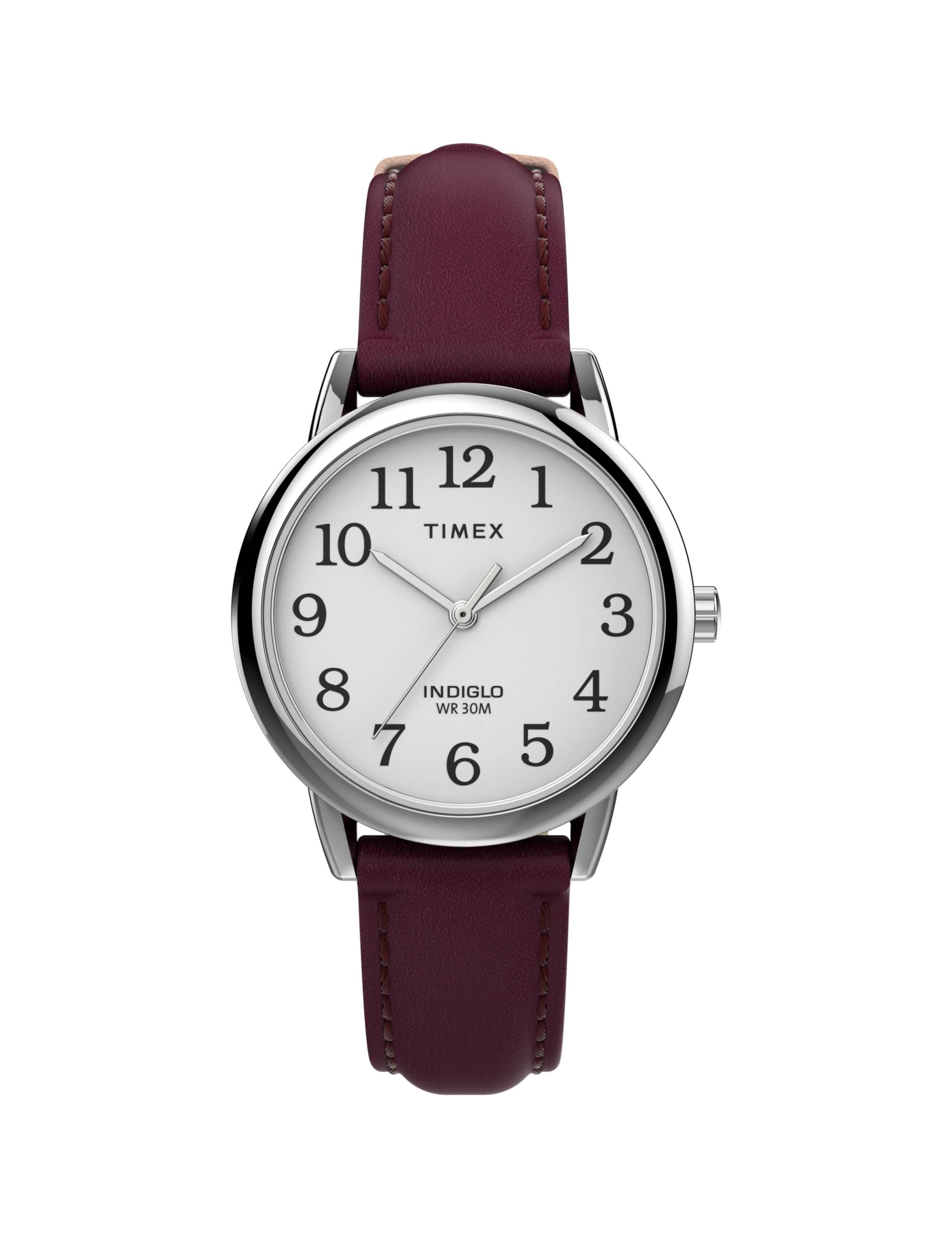 Timex Easy Reader Burgundy Leather Watch 1 of 8