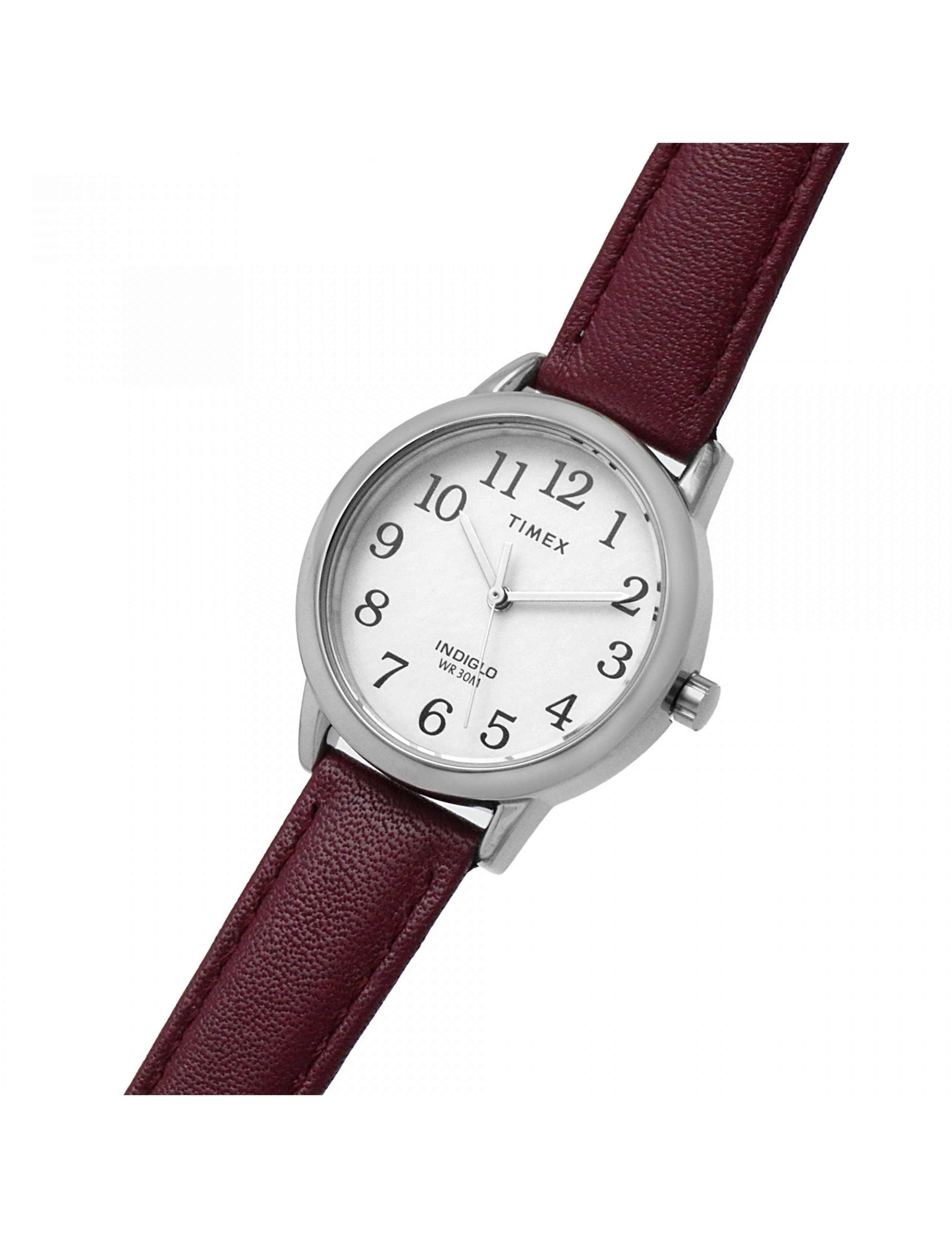 Timex Easy Reader Burgundy Leather Watch 6 of 8