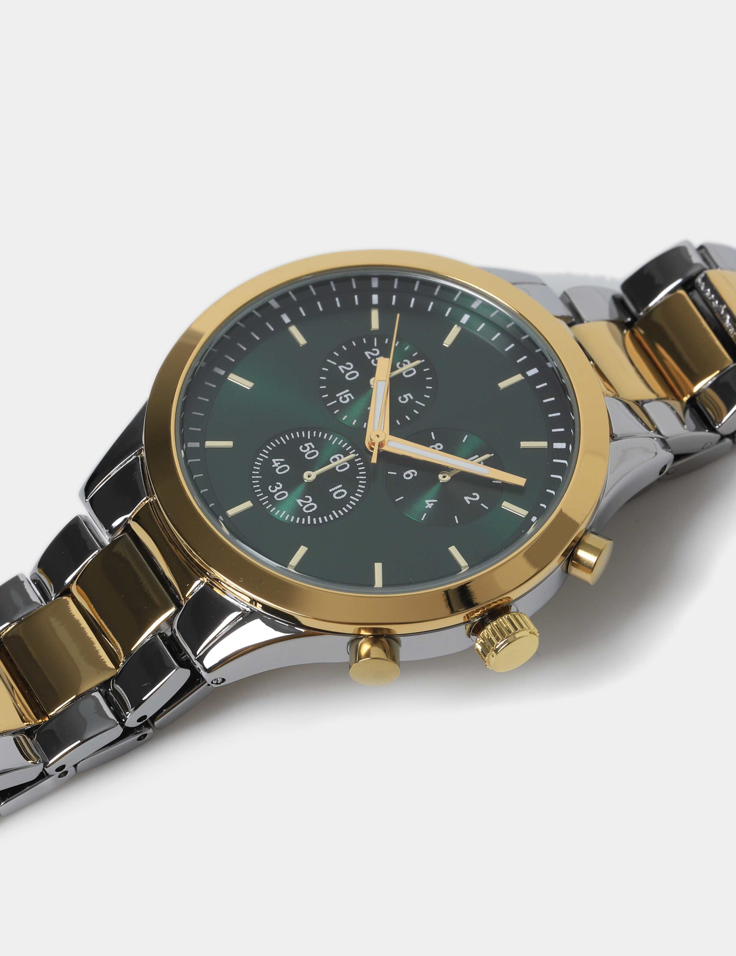 Two Tone Round Face Metal Strap Watch 2 of 3