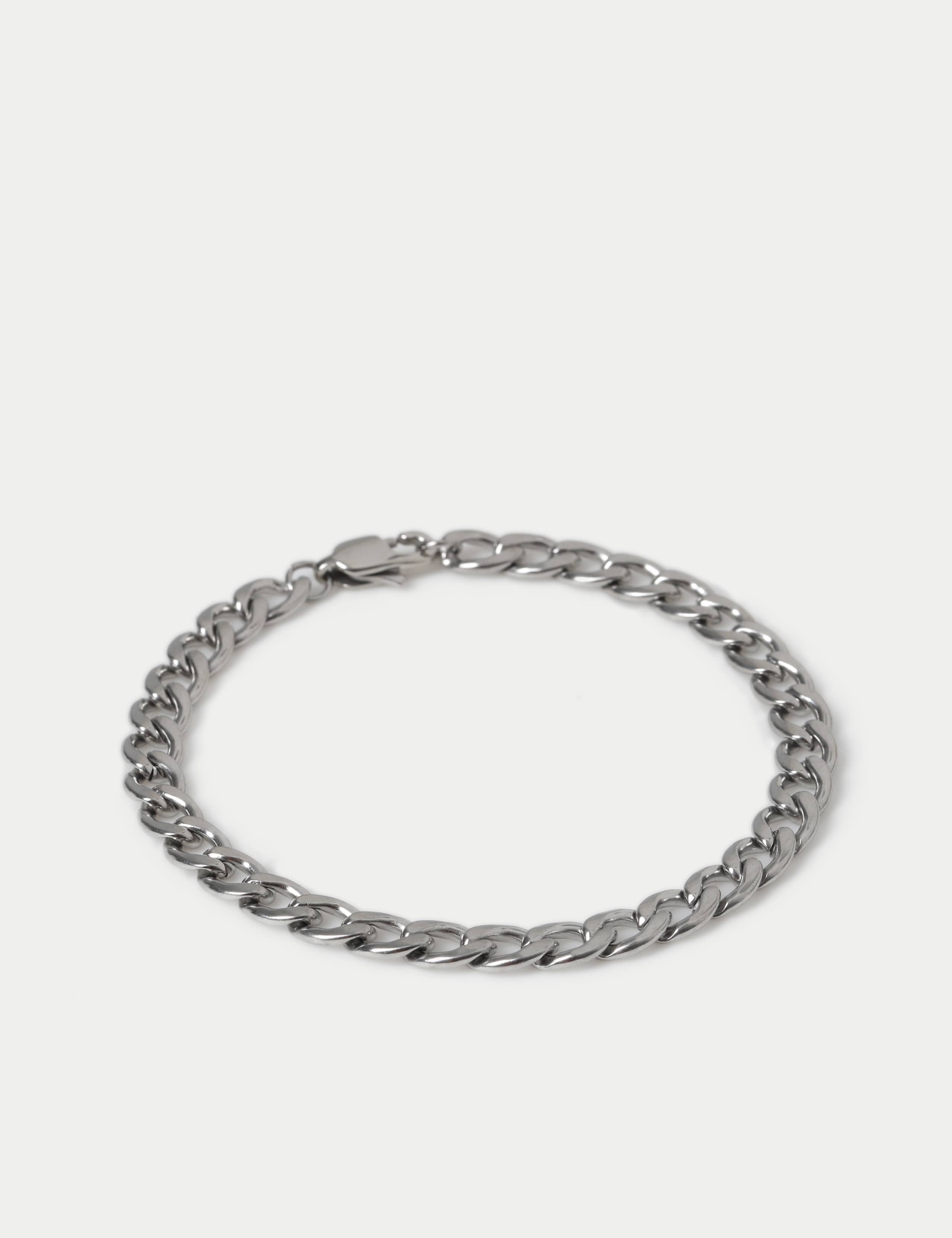 Waterproof Stainless Steel Silver Tone Chain Bracelet 2 of 2