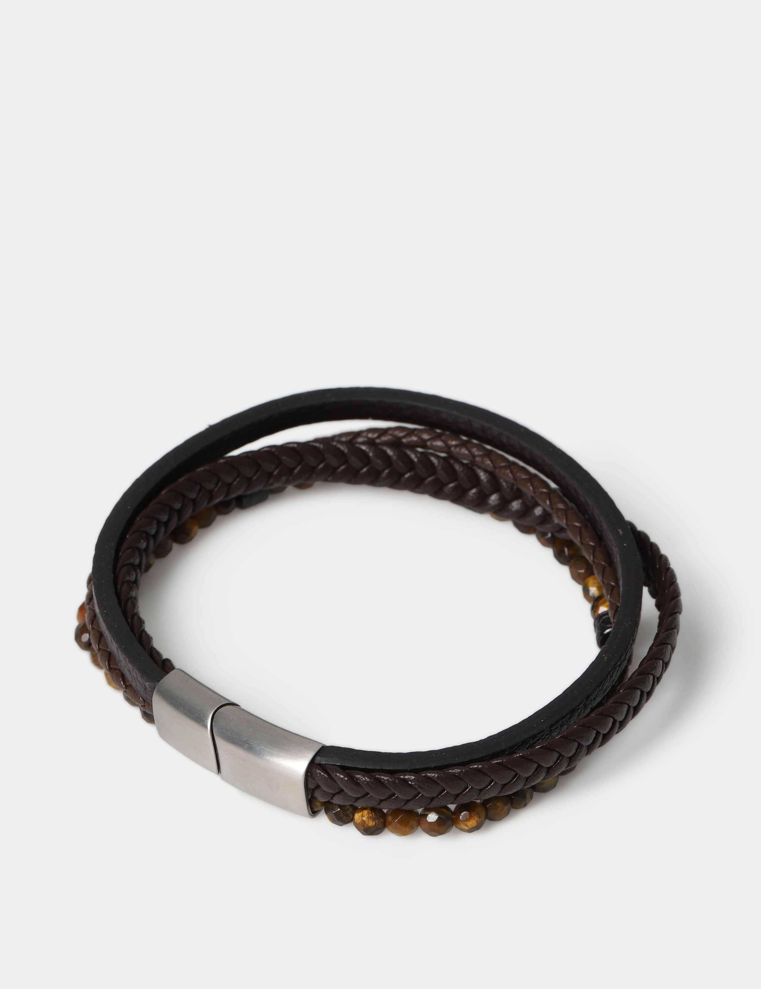 Genuine Leather and Semi P Bracelet 2 of 3