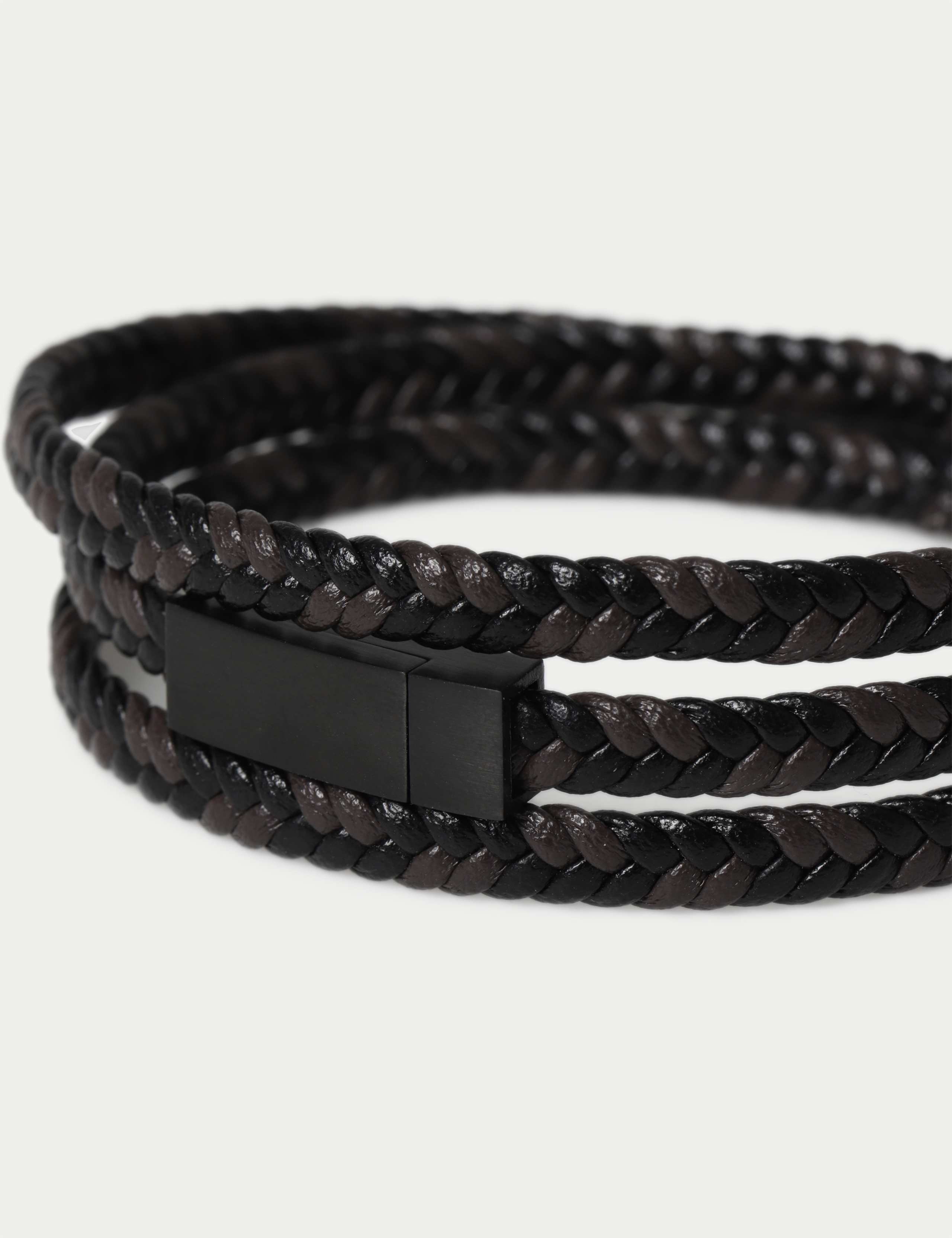 Genuine Leather Plait Wrap Bracelet 2 of 2