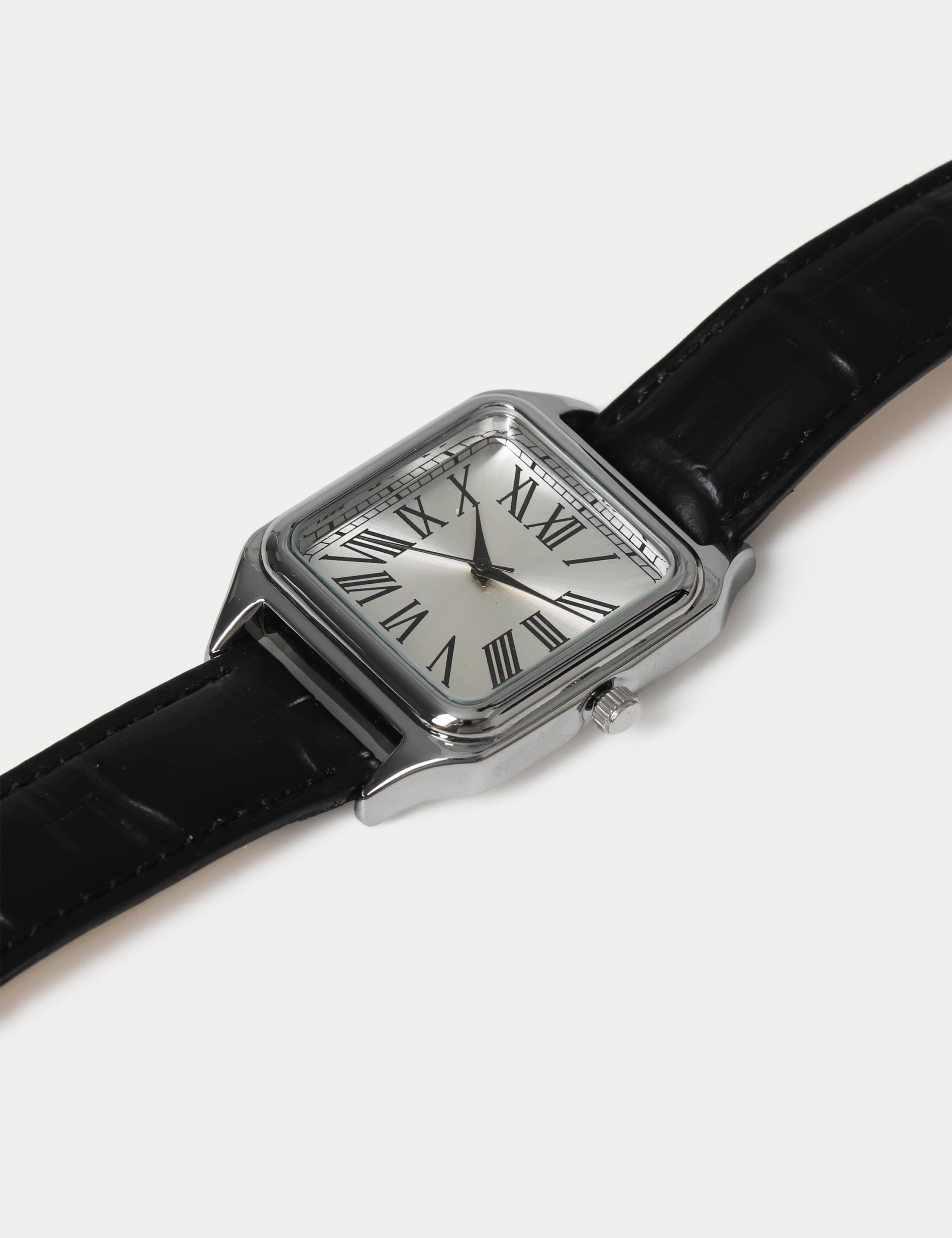SILV SQUARE LEATHER STRAP WATCH 2 of 3