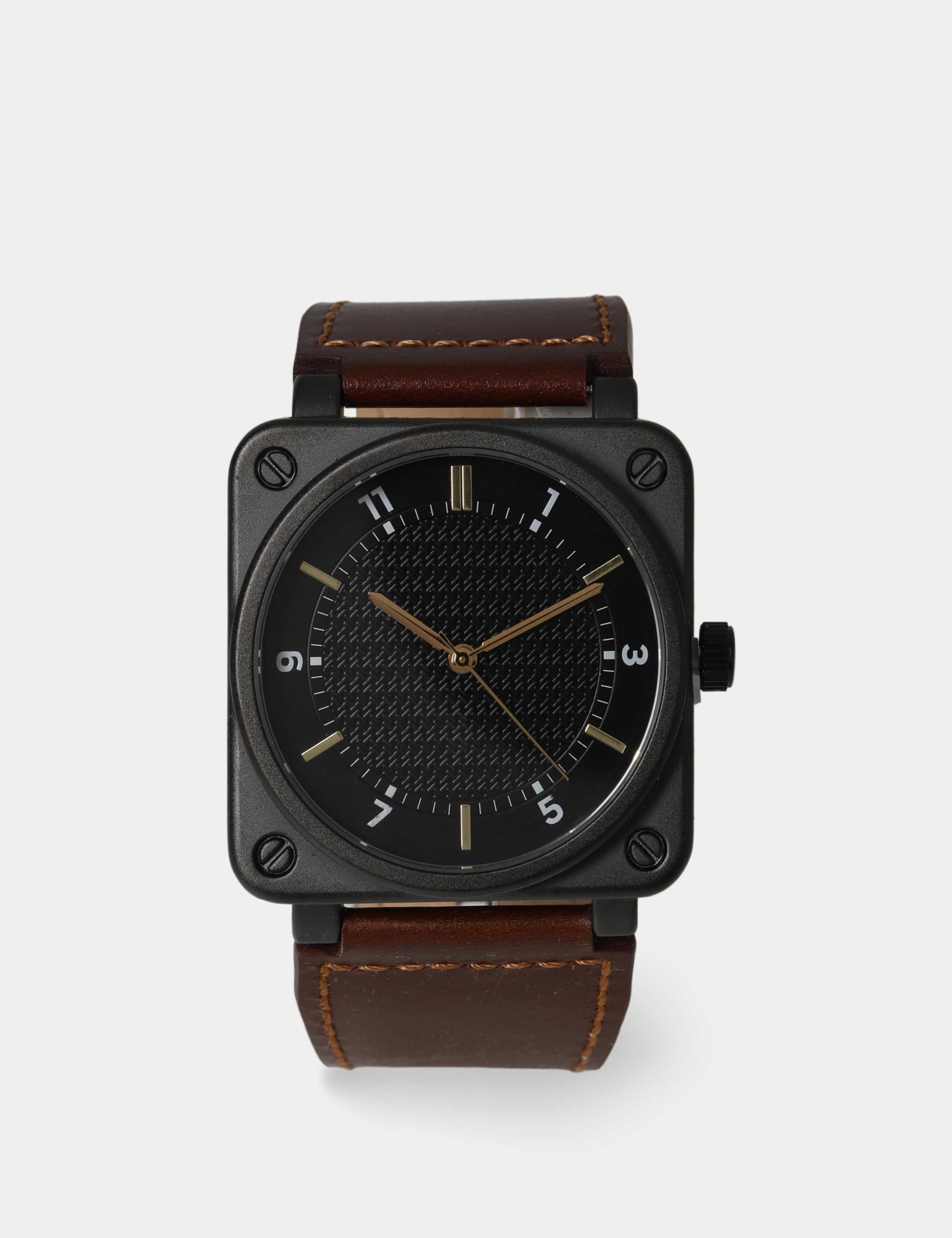 BROWN LEATHER SQUARE WATCH 1 of 2