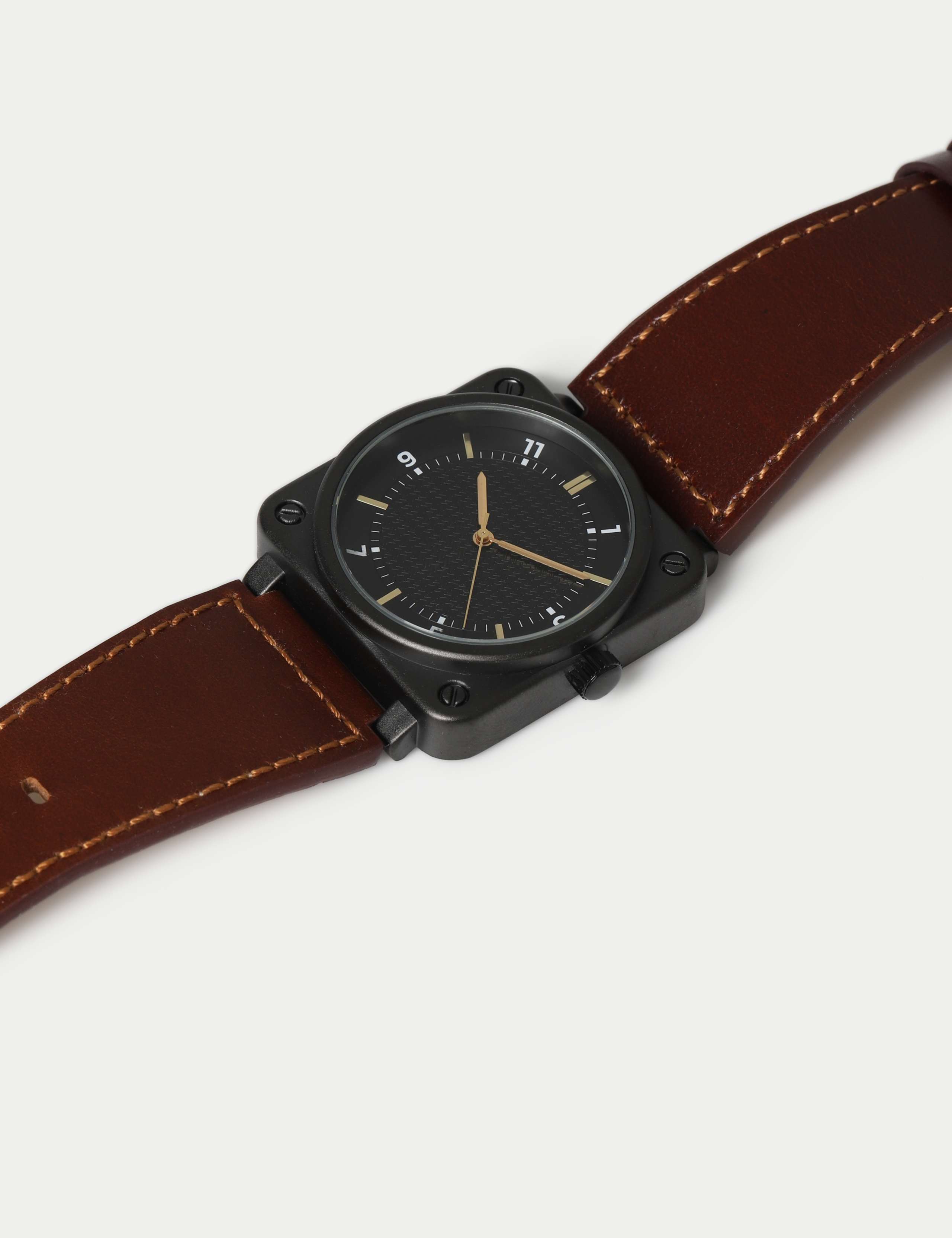 Brown Leather Square Watch 2 of 2