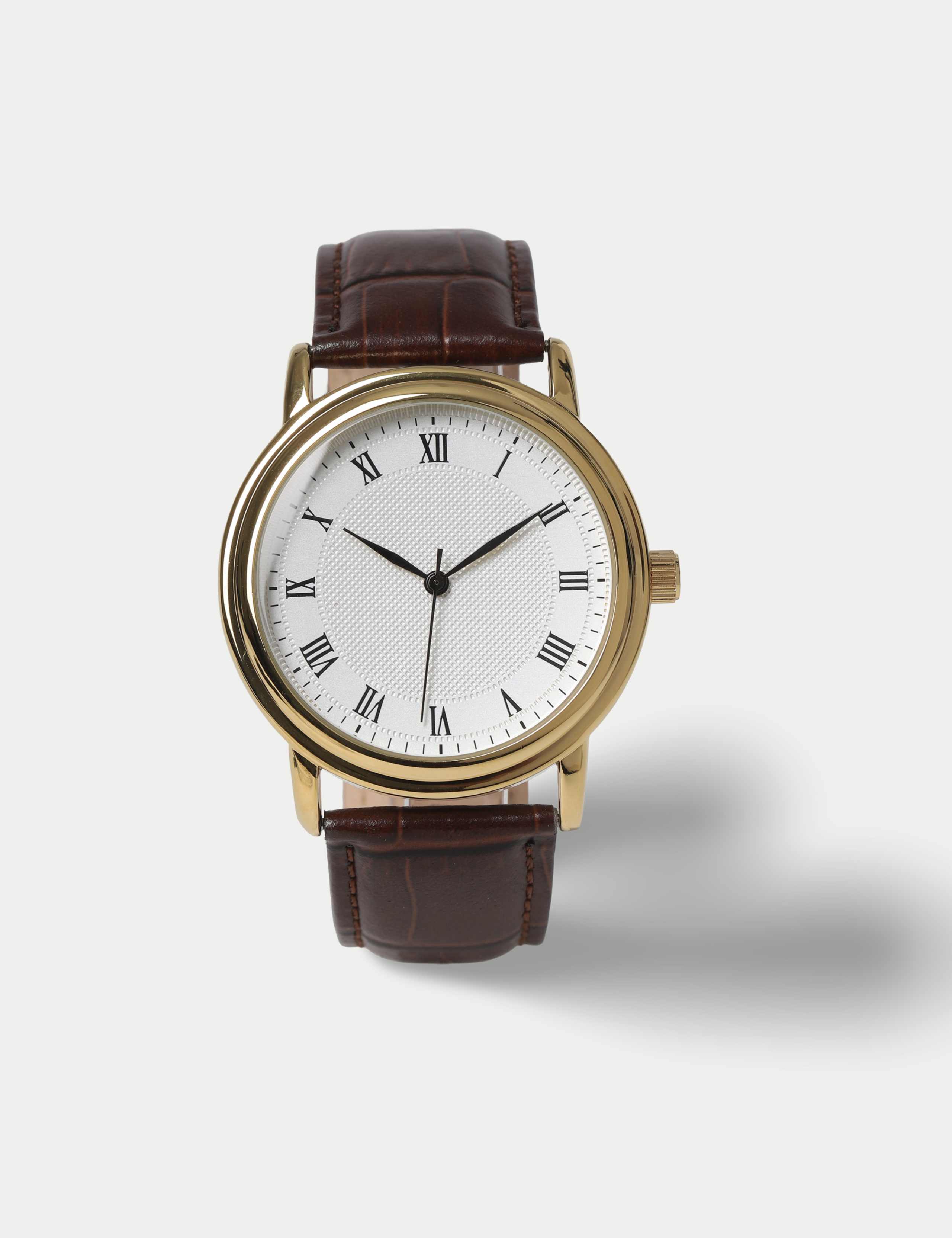 GOLD CLASSIC LEATHER STRAP WATCH 1 of 3