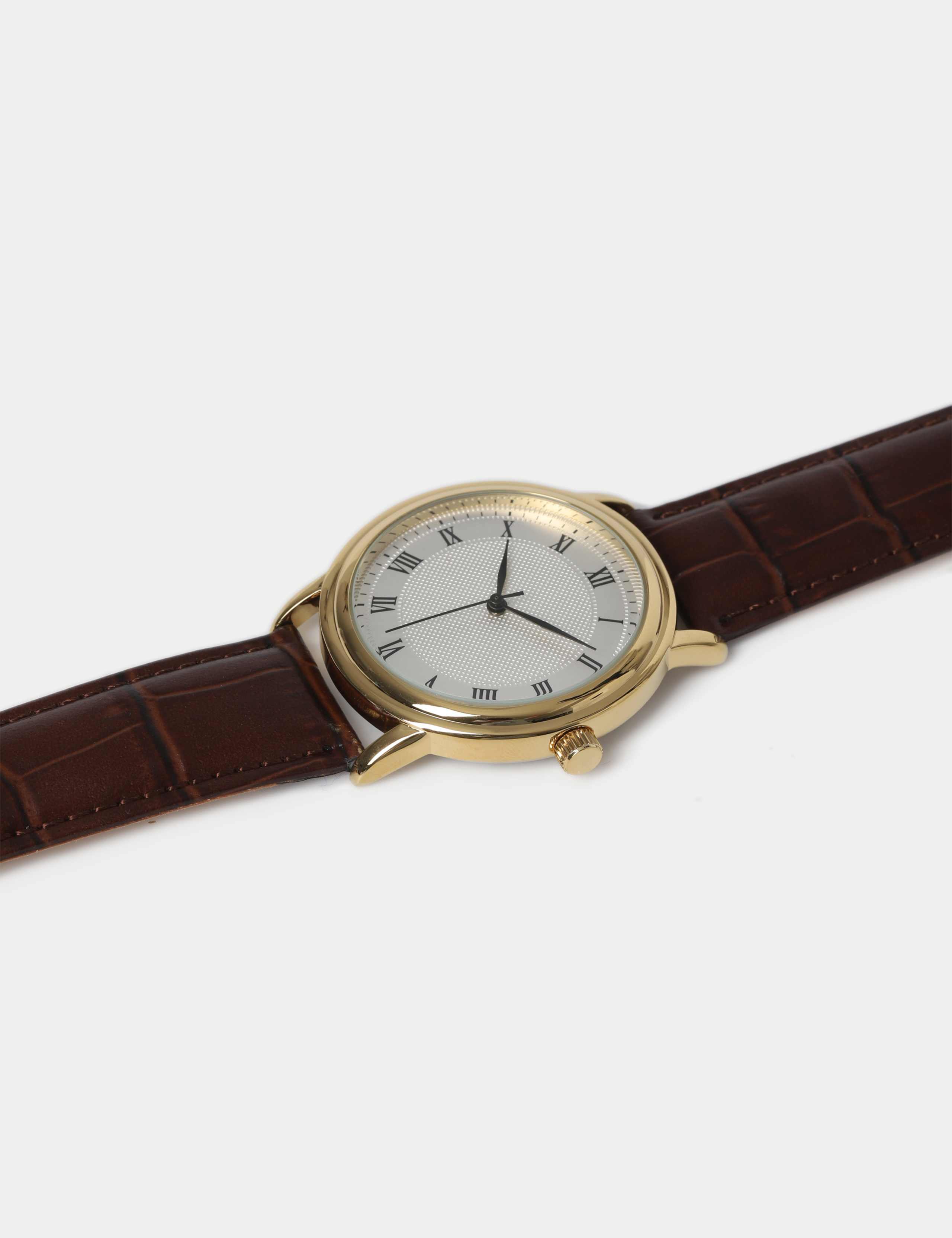GOLD CLASSIC LEATHER STRAP WATCH 2 of 3