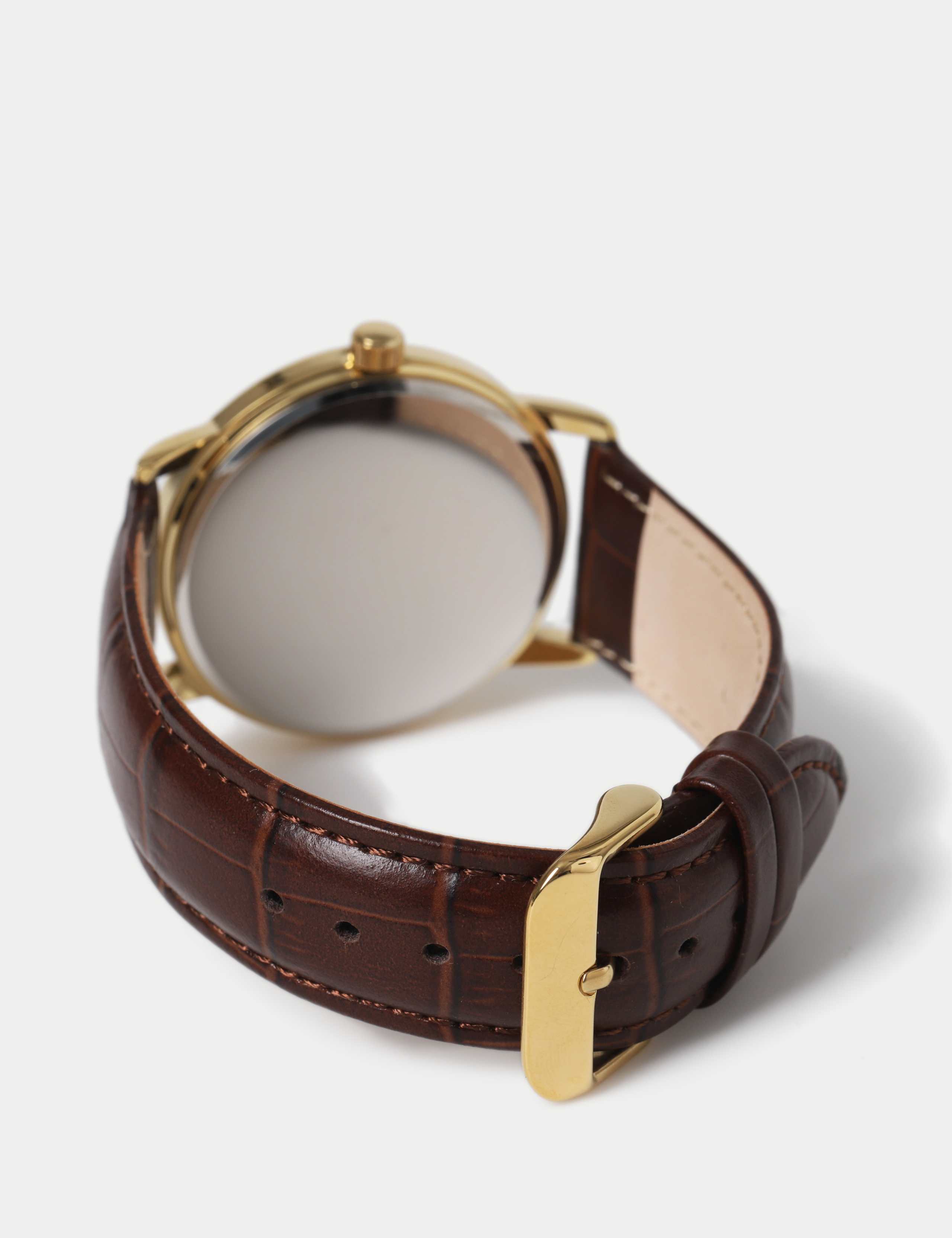 GOLD CLASSIC LEATHER STRAP WATCH 3 of 3