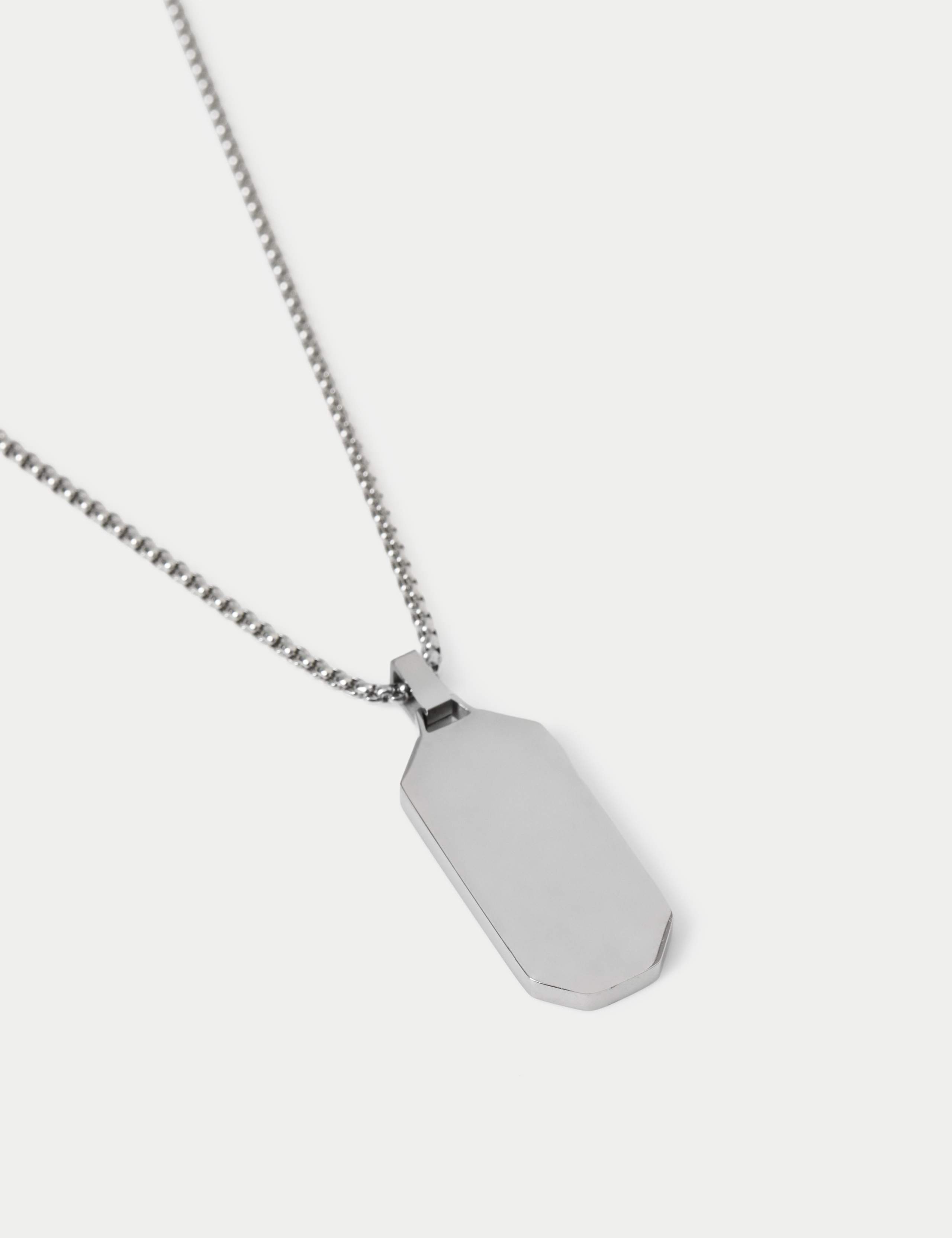 Stainless Tag Pendant Necklace 2 of 3