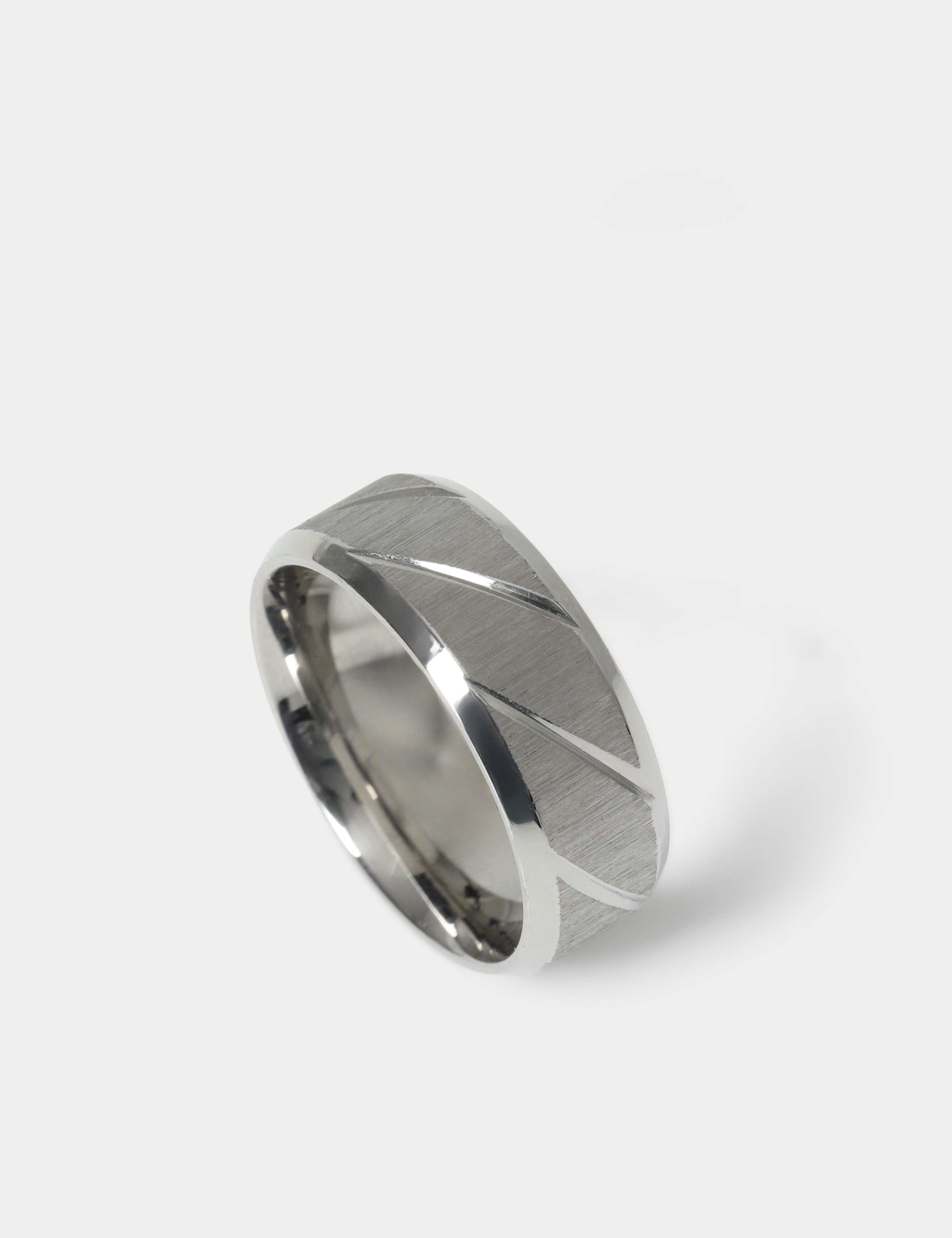 Stainless Brushed Engraved Ring 1 of 2