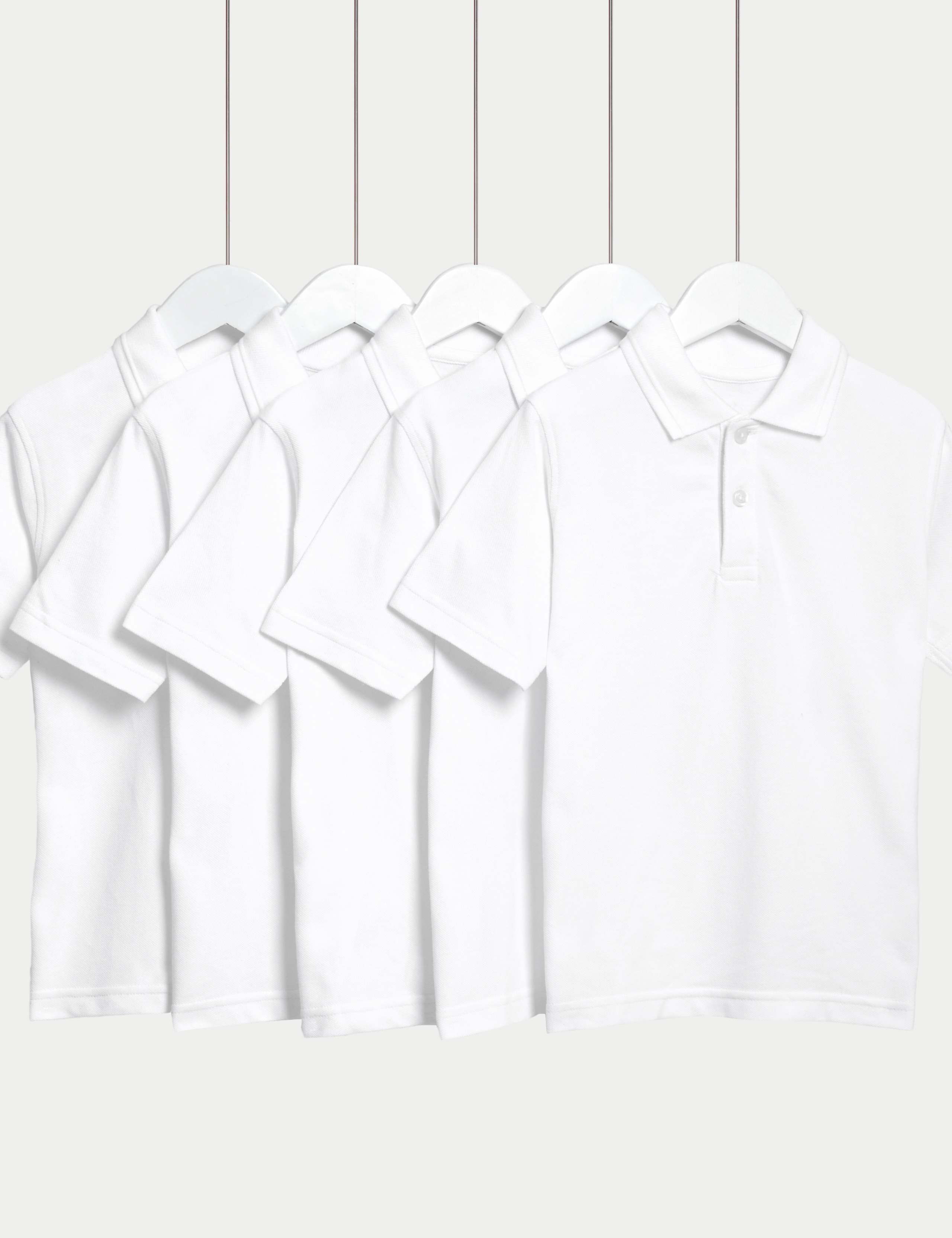 5 Pack Unisex Pure Cotton School Polo Shirts (2-18 Yrs) 2 of 4
