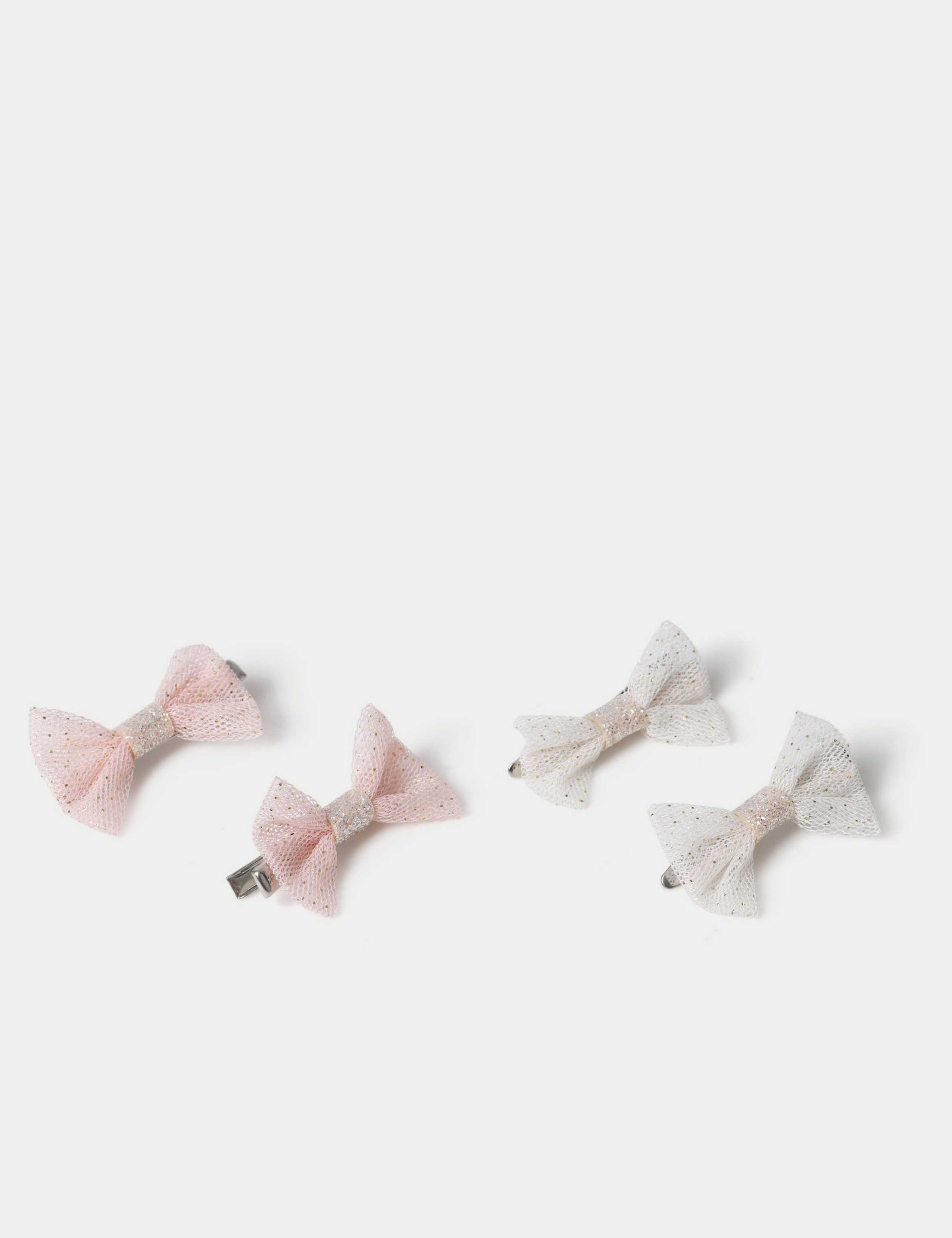 Christmas Cream & Pink Tulle 4 Pack Bows 2 of 2
