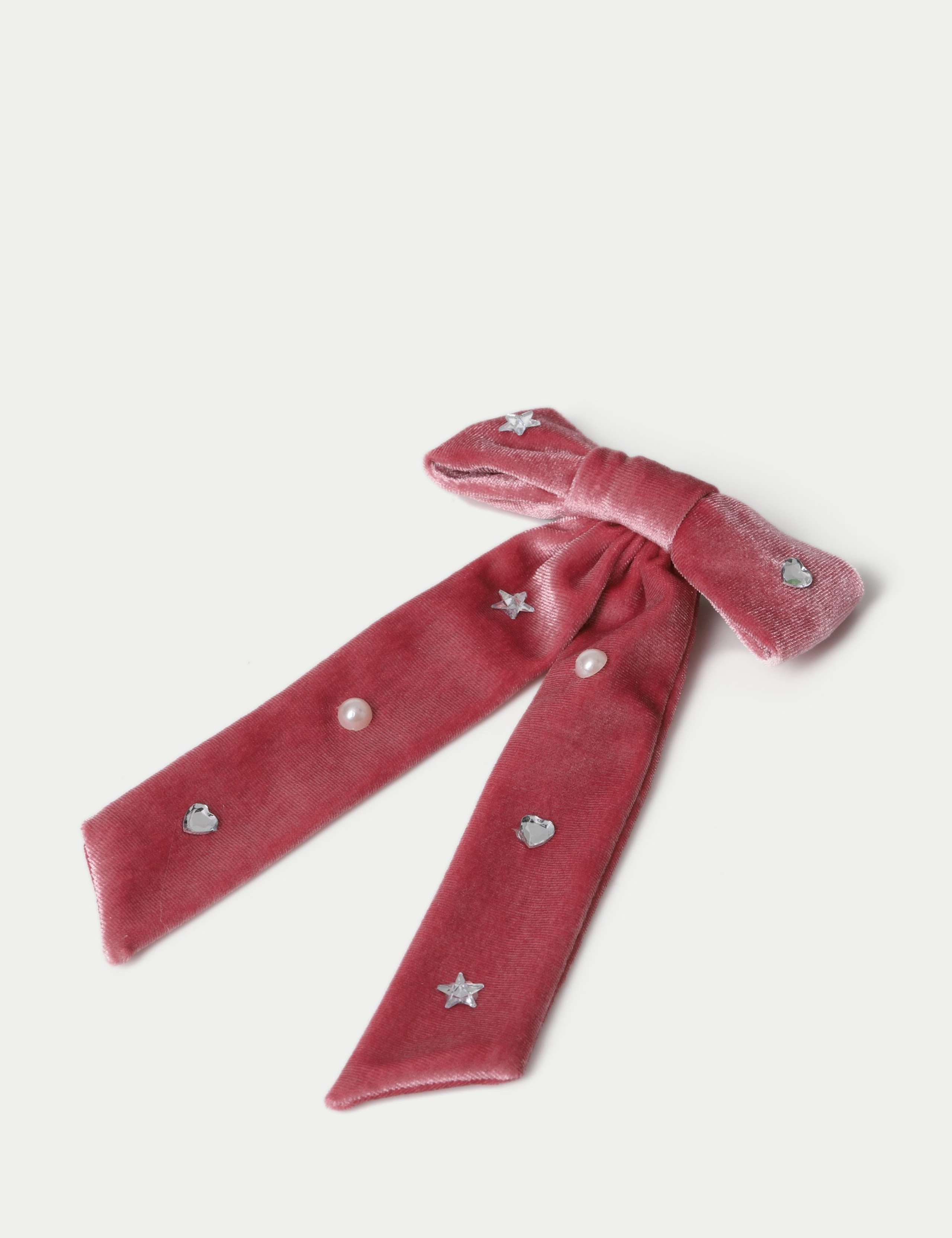 Christmas Pink Velvet Bow Clip 2 of 3