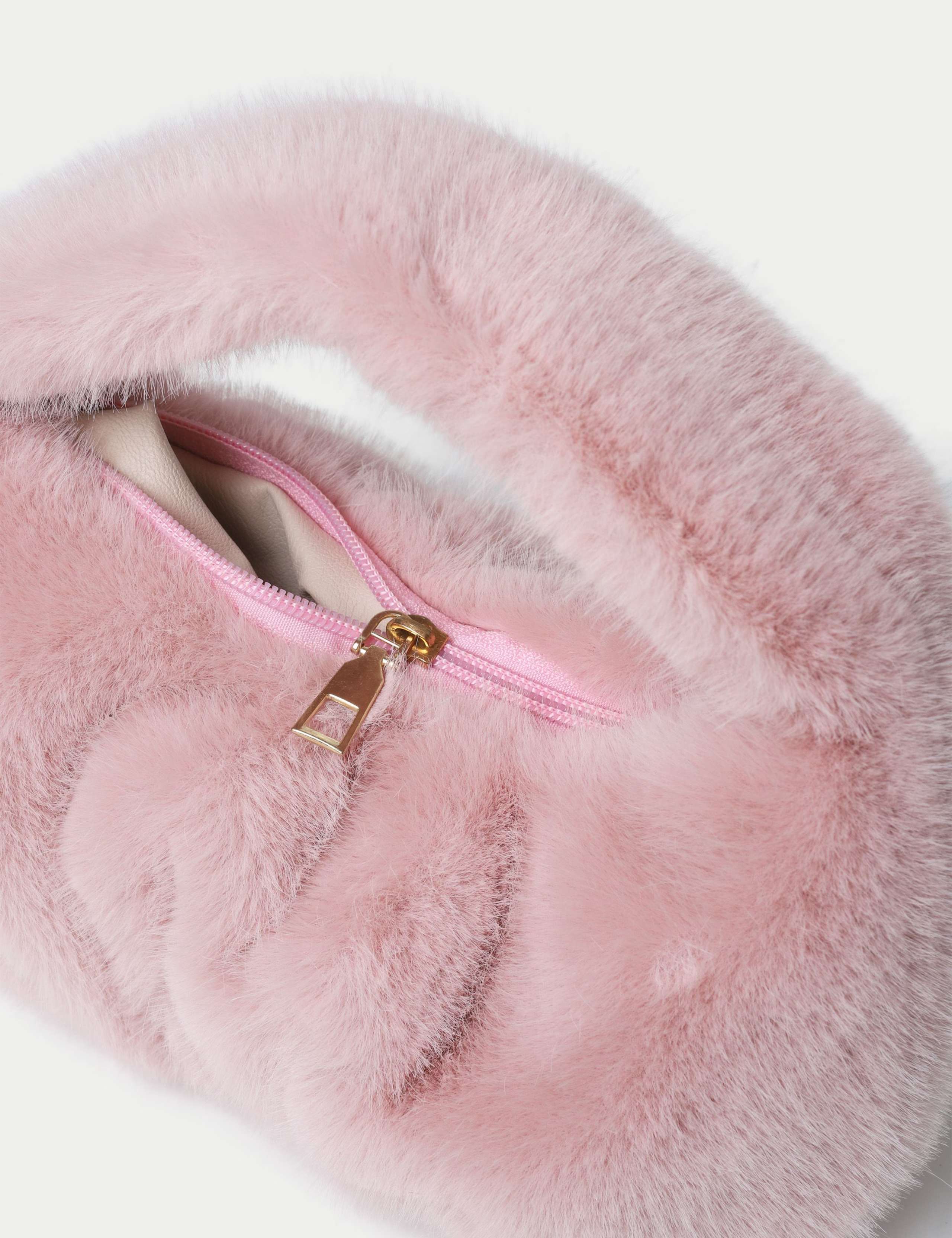 Pink Fur Bucket Bag 2 of 3