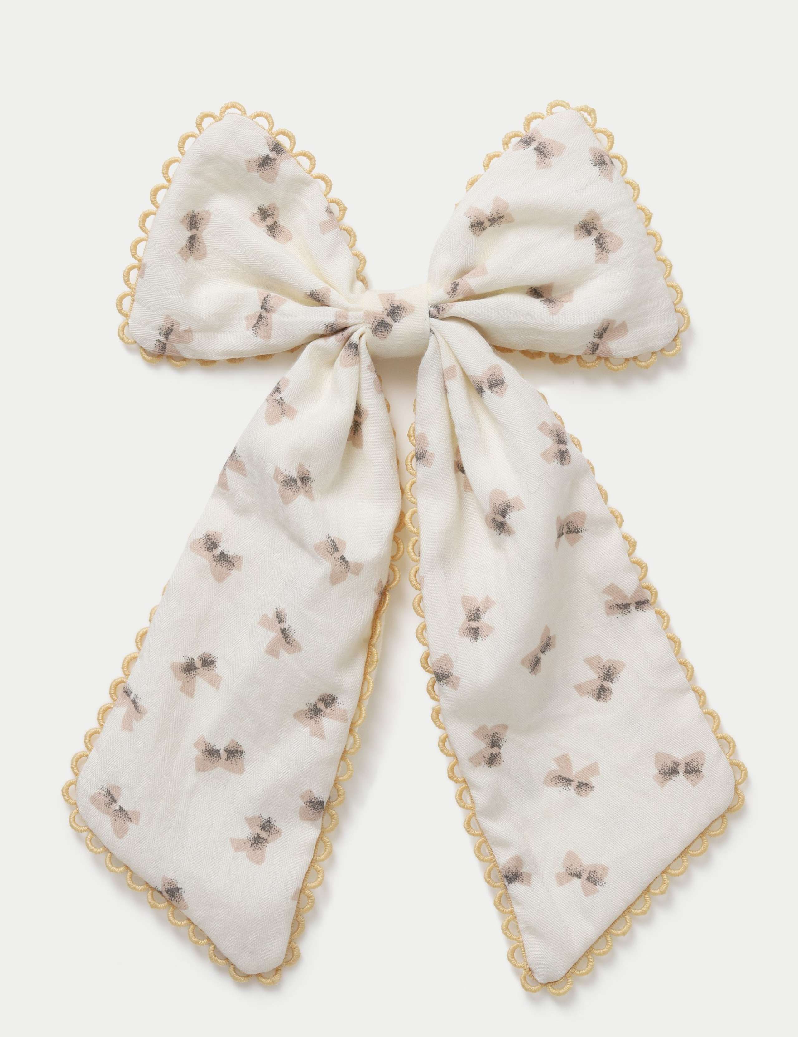 Cream Print Large Bow 1 of 1
