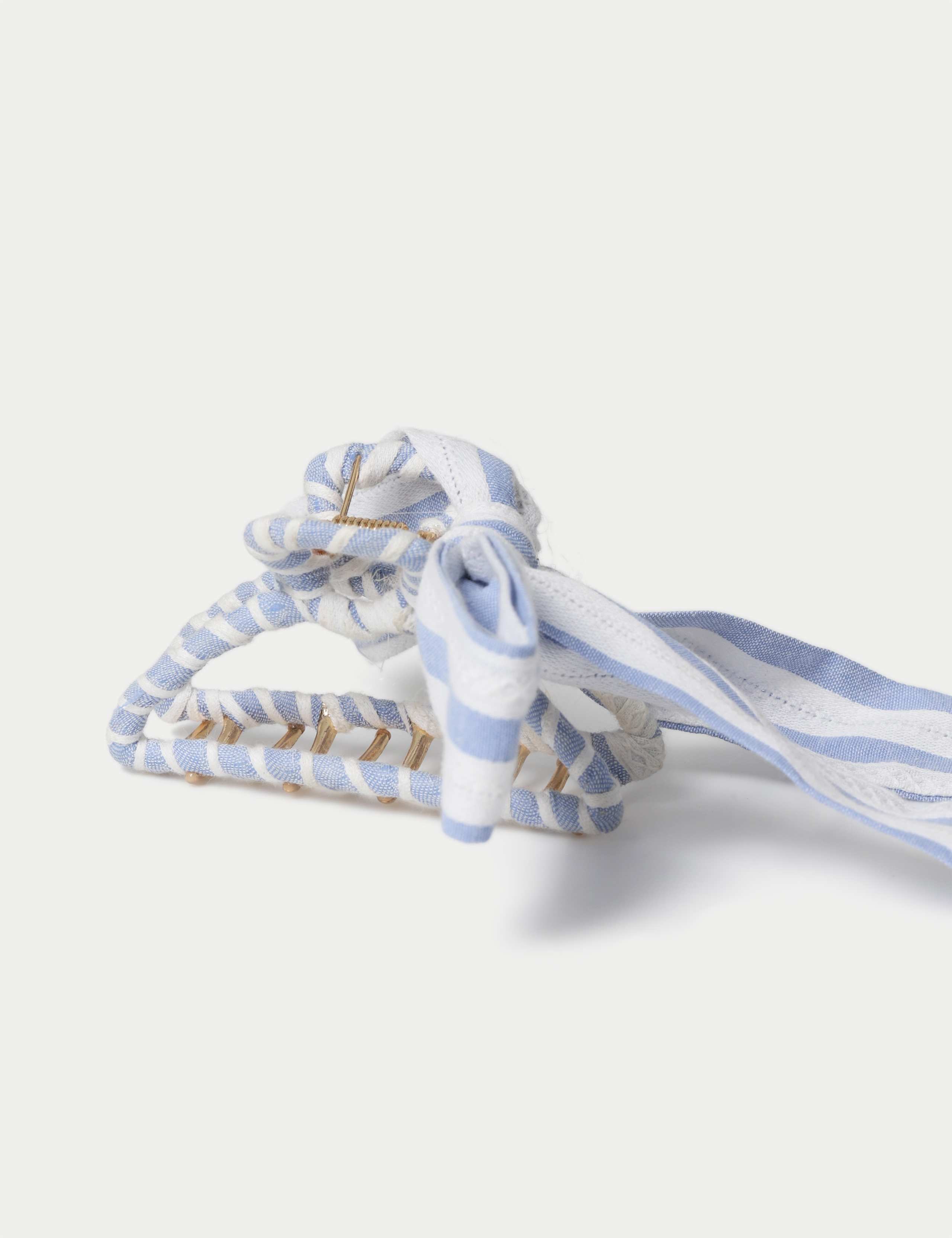 Blue and White Stripe Wrapped Bow Claw 3 of 3