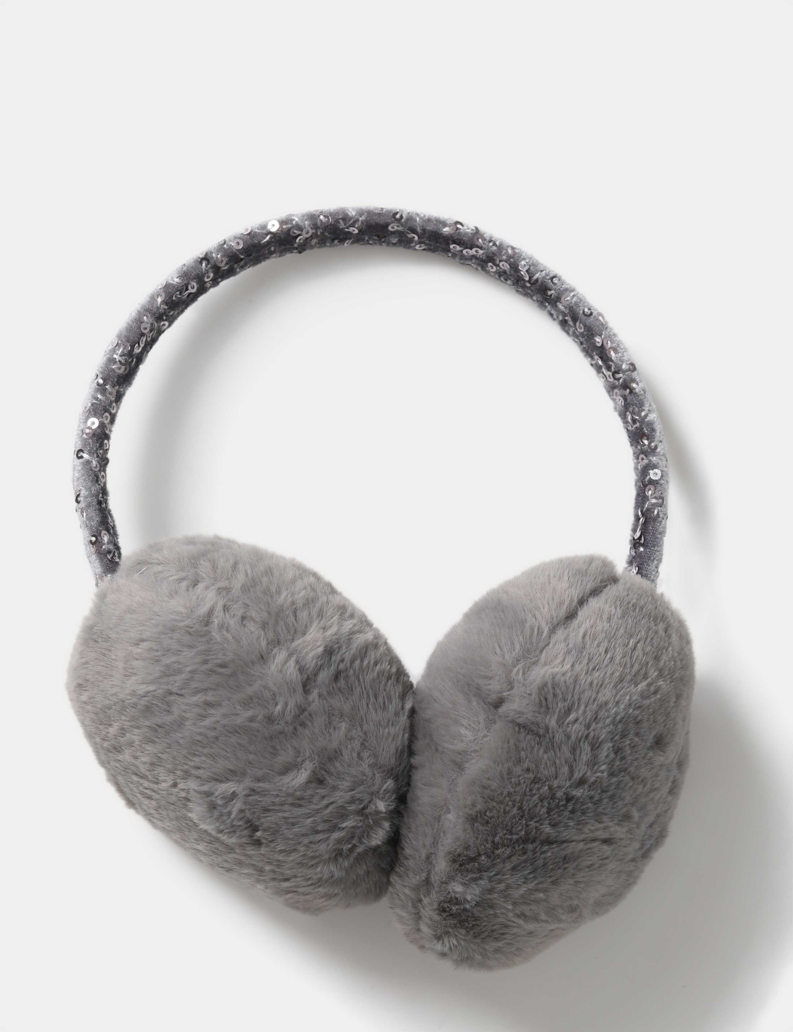 Grey Sequin Earmuff 2 of 2