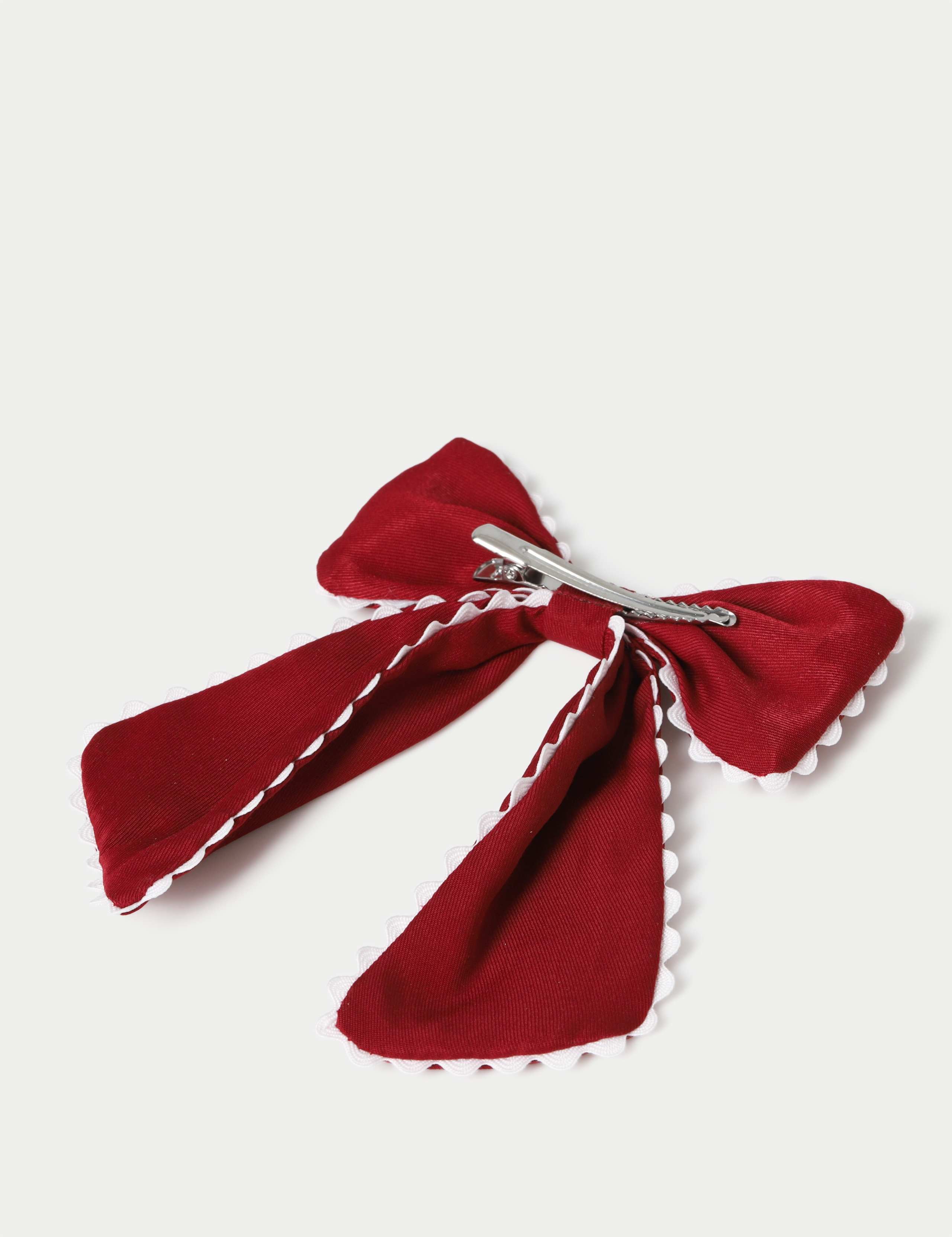 Back To School Burgandy Scallop Edge Bow 2 of 3