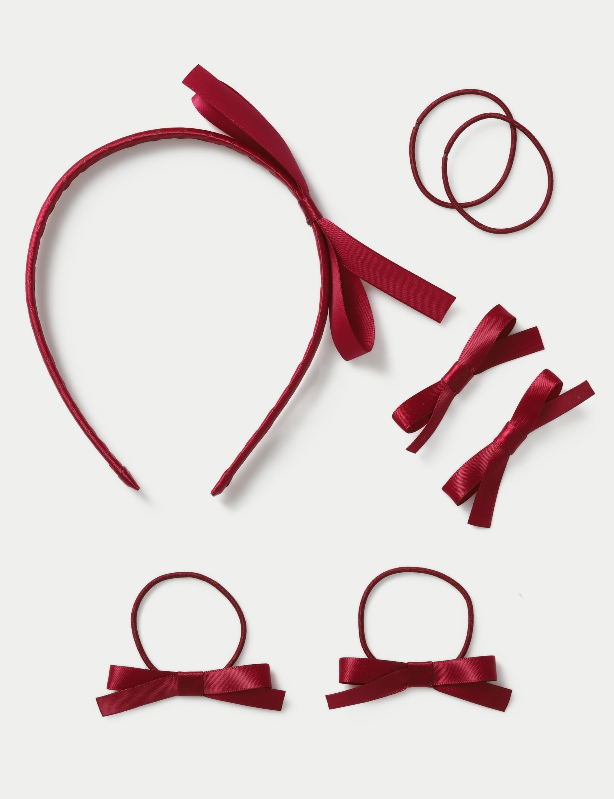 Back To School Burgundy Satin Bow Set 2 of 2