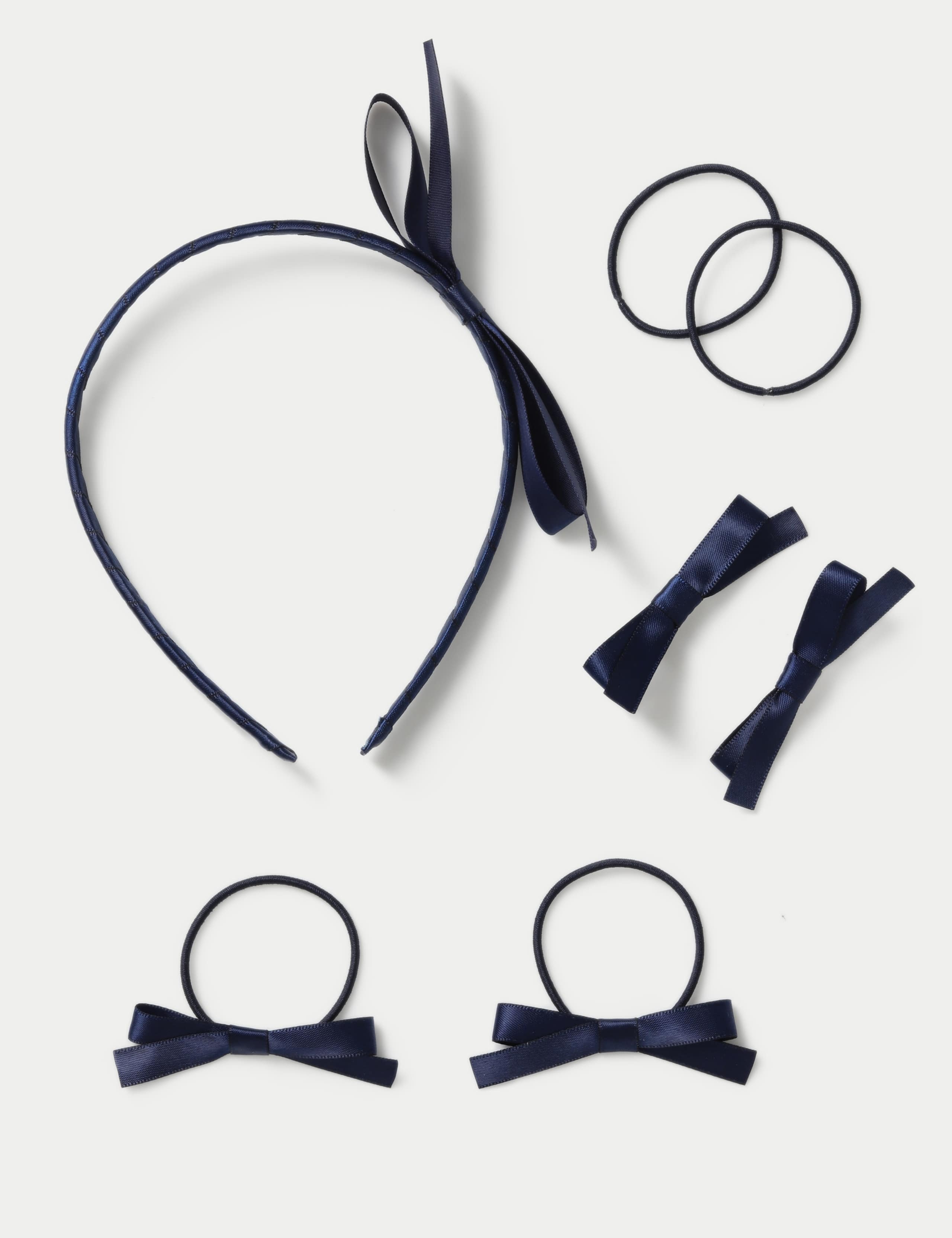 Back To School Navy Satin Bow Set 2 of 2