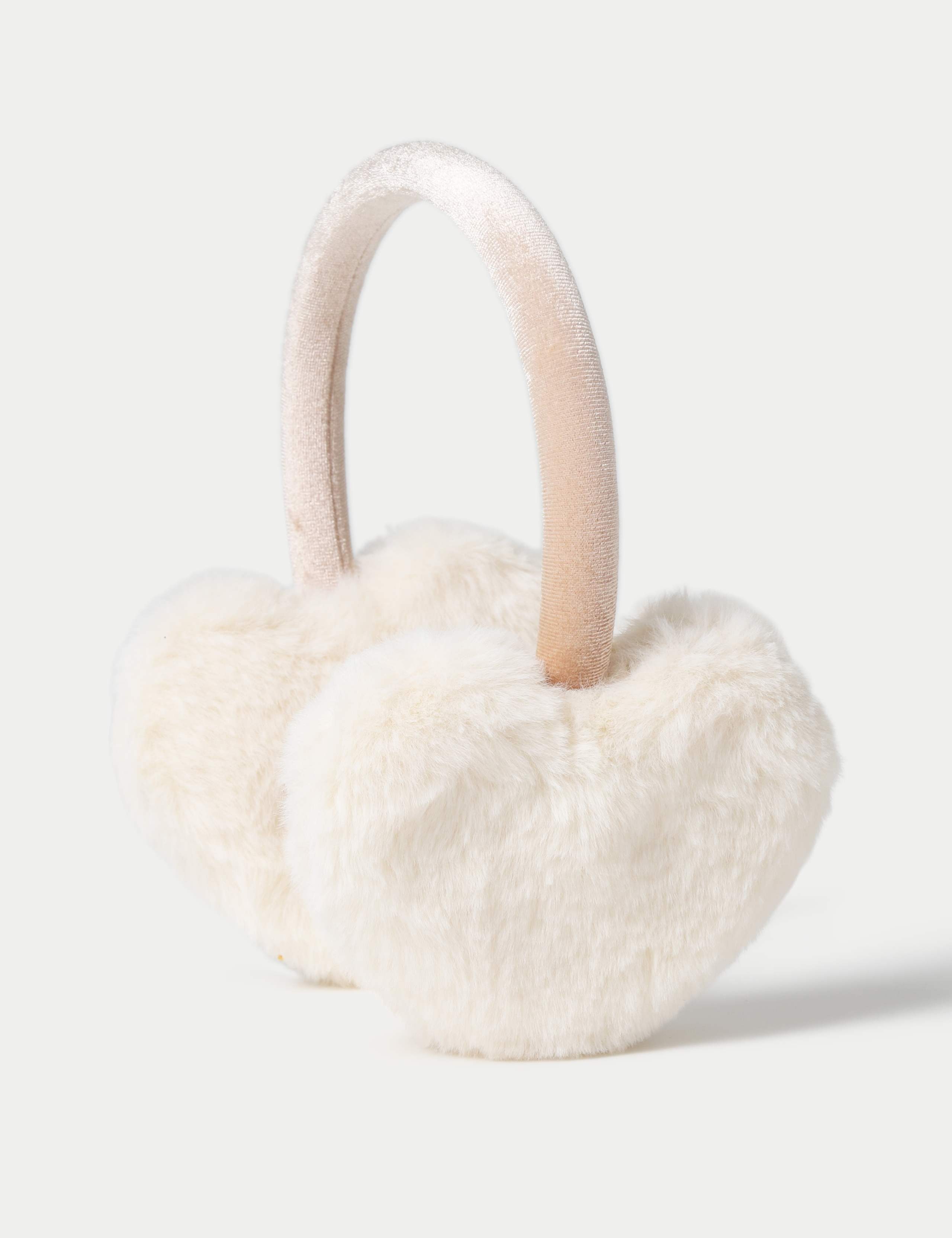 Ivory Faux Fur Heart Shaped Earmuffs 1 of 3