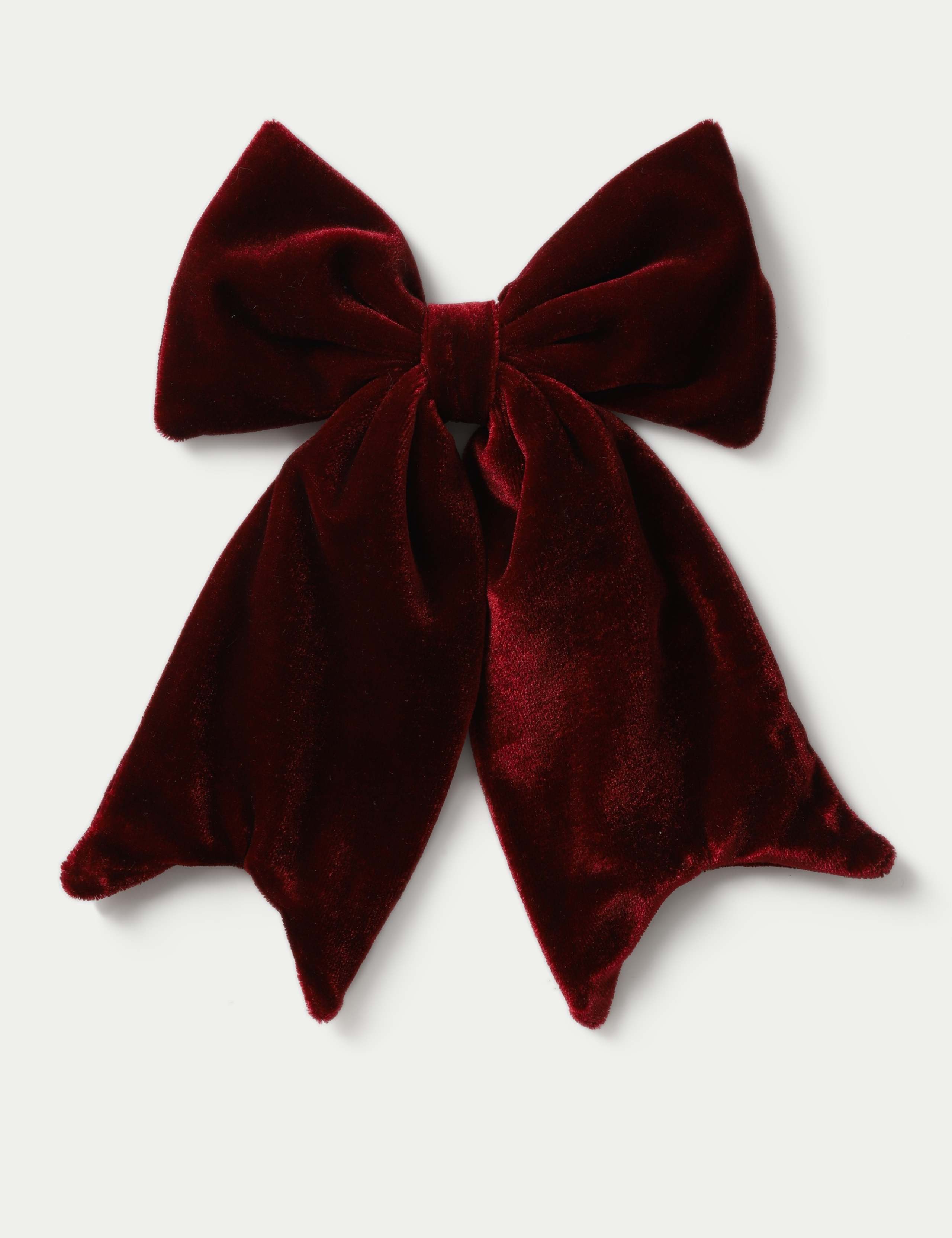 Berry Velvet Bow Clip 1 of 3