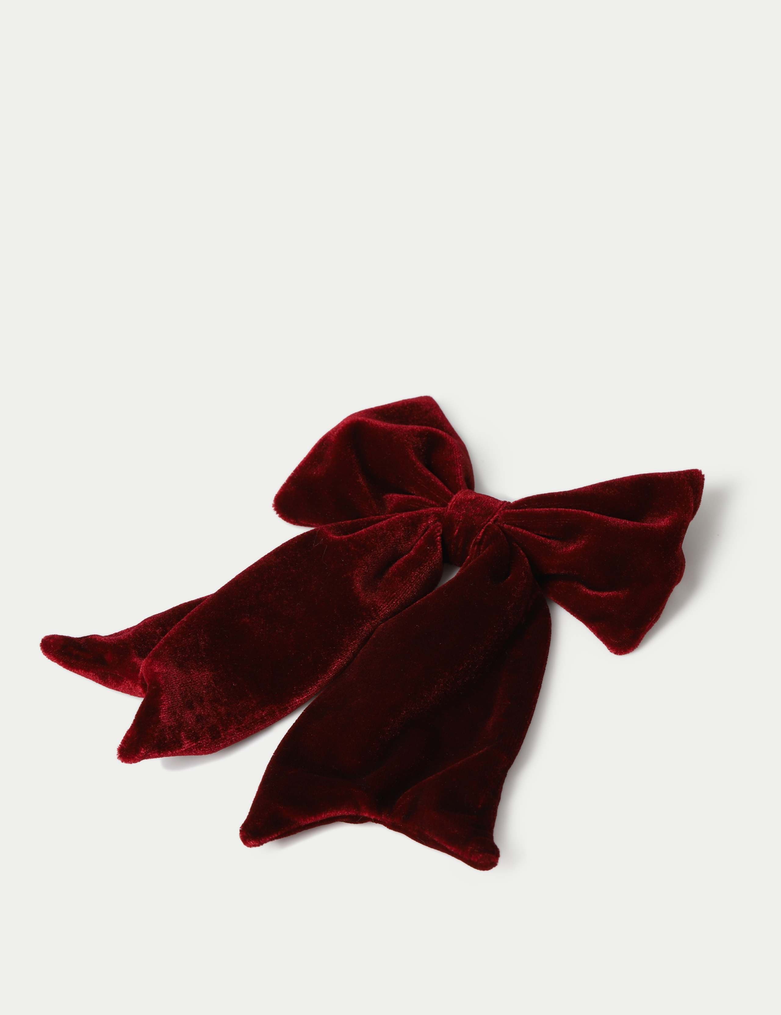 Berry Velvet Bow Clip 2 of 3