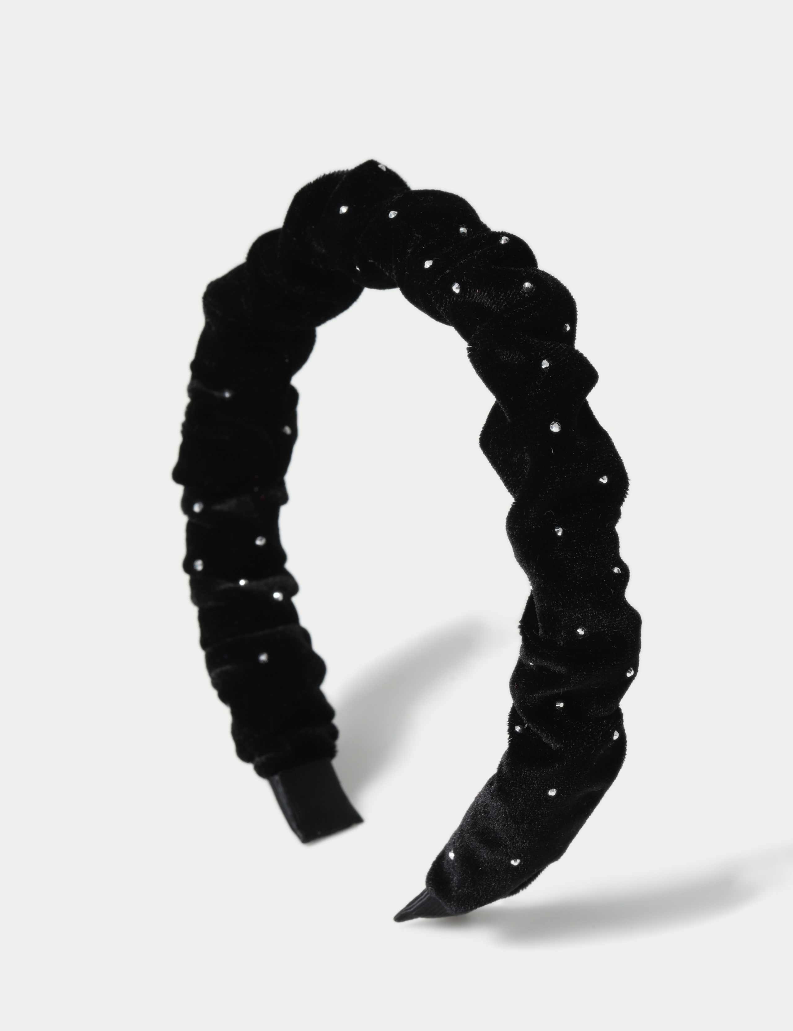 Black Ruched Hot Fix Aliceband 1 of 2