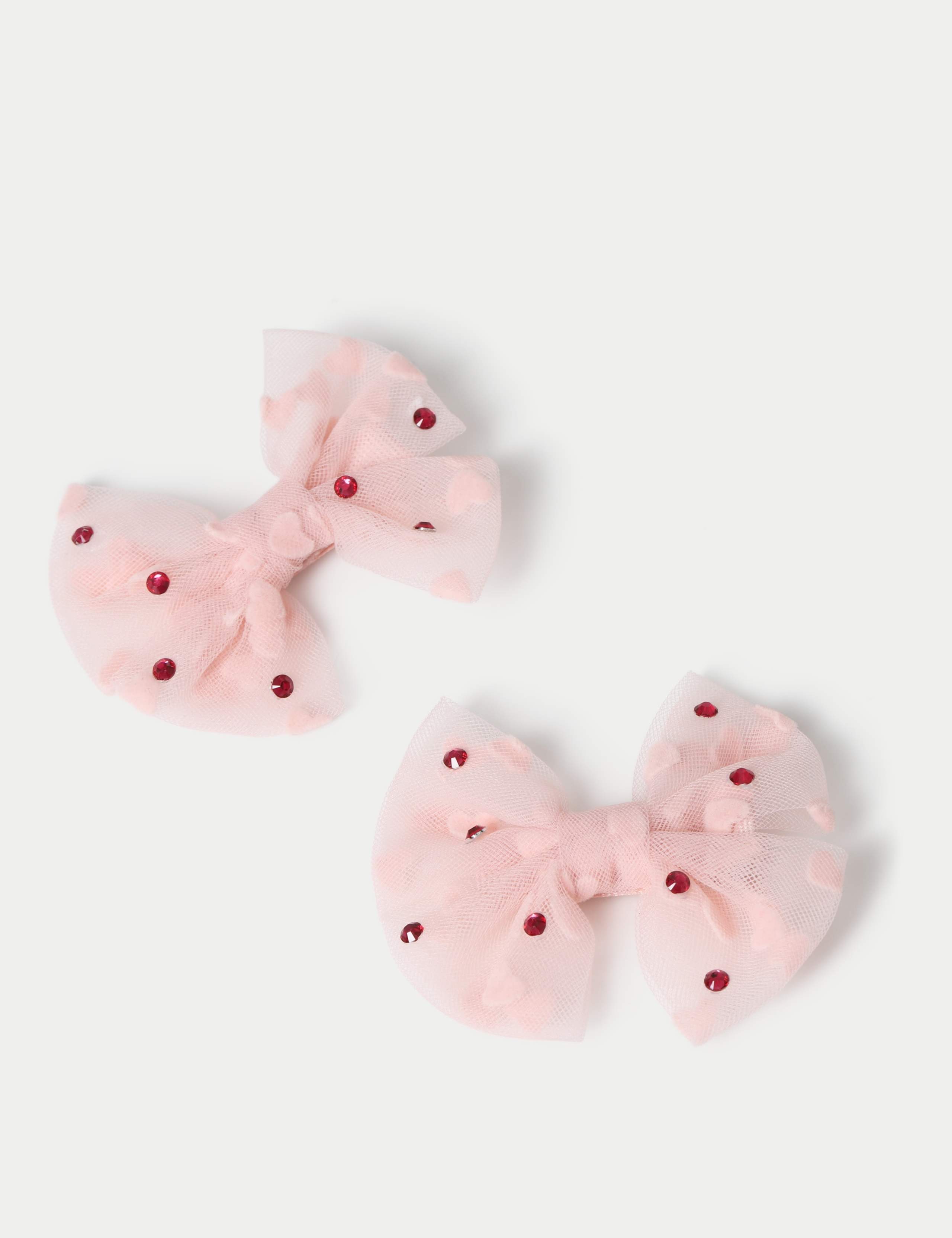 Pink Tulle Gem Embellished Bows 2 of 2
