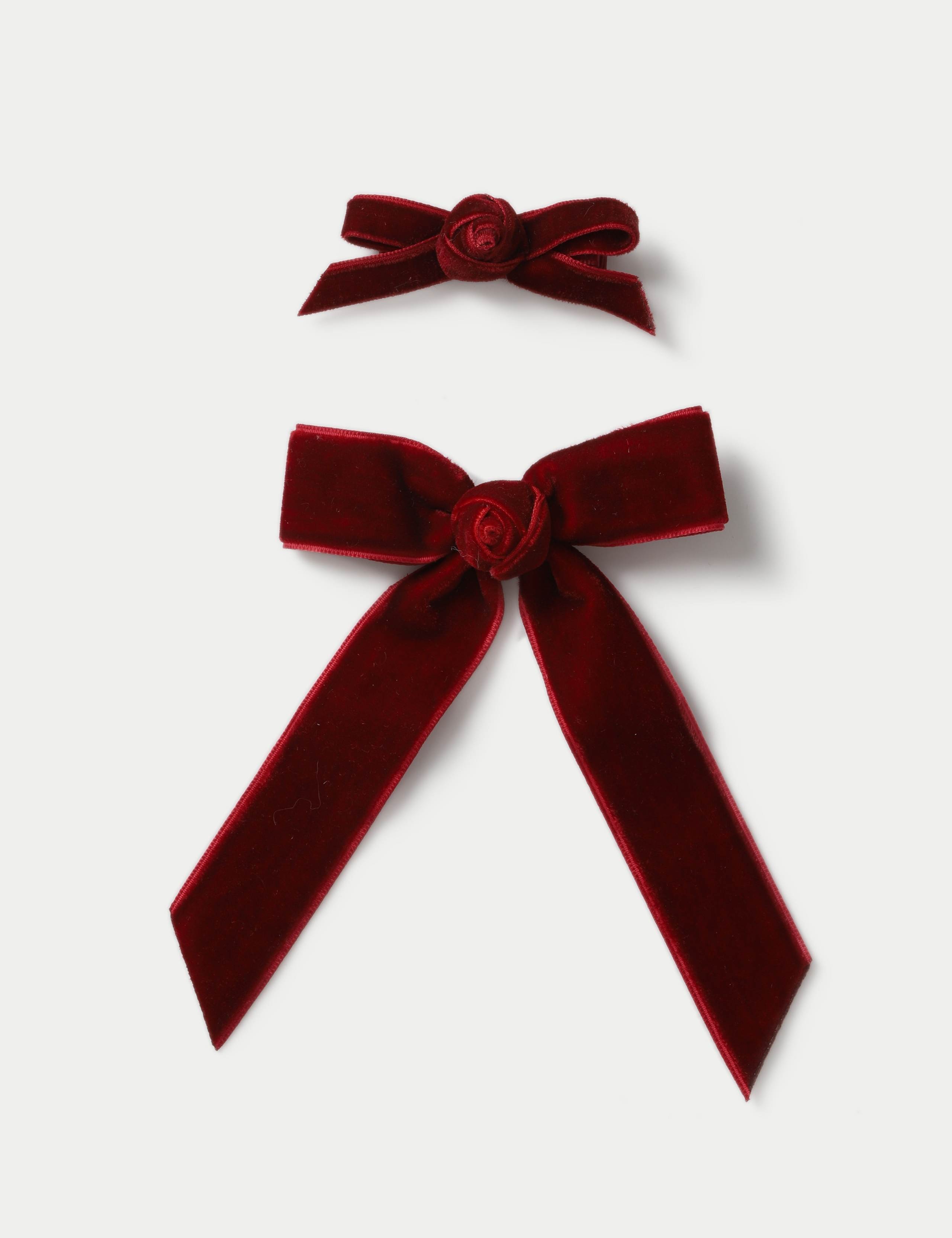 2pk Rose Velvet Clips 1 of 2