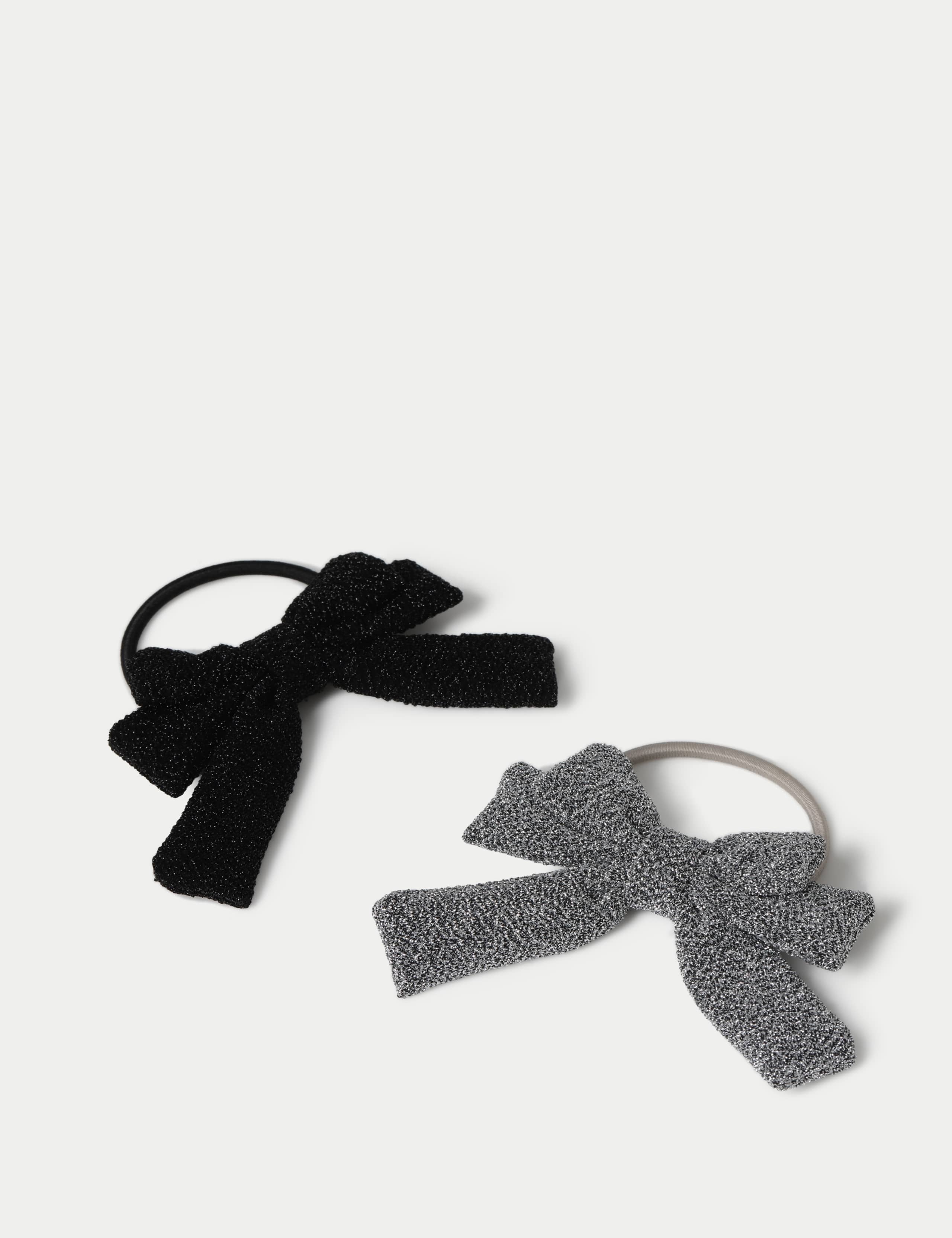 Black and Silver Bow Ponios 2 of 2