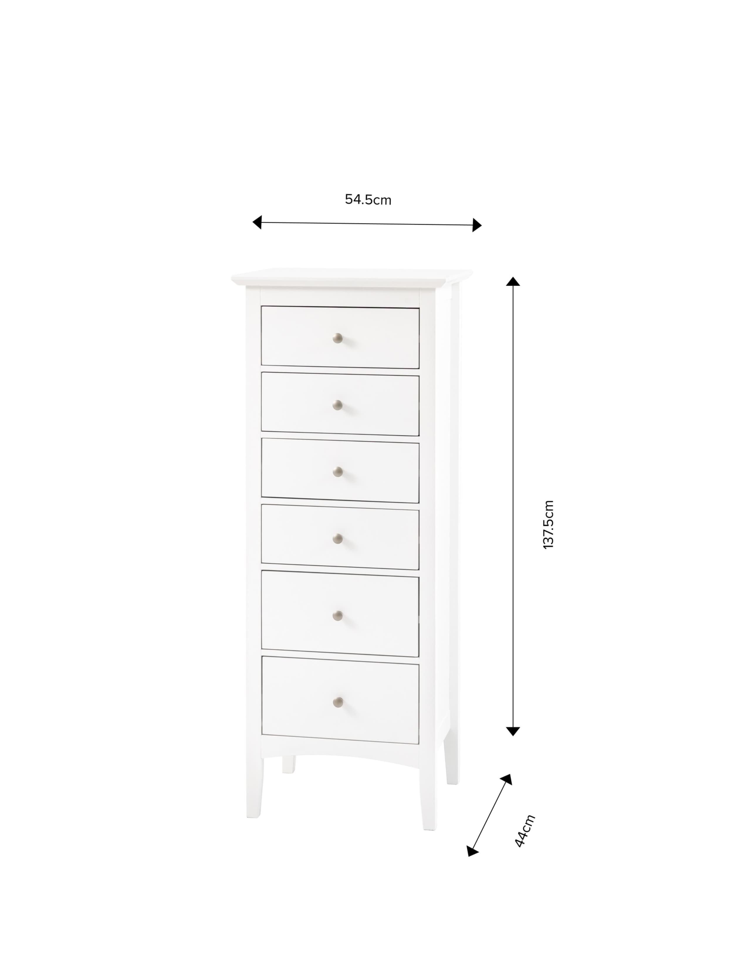 Hastings White Tall 6 Drawer Chest 5 of 5