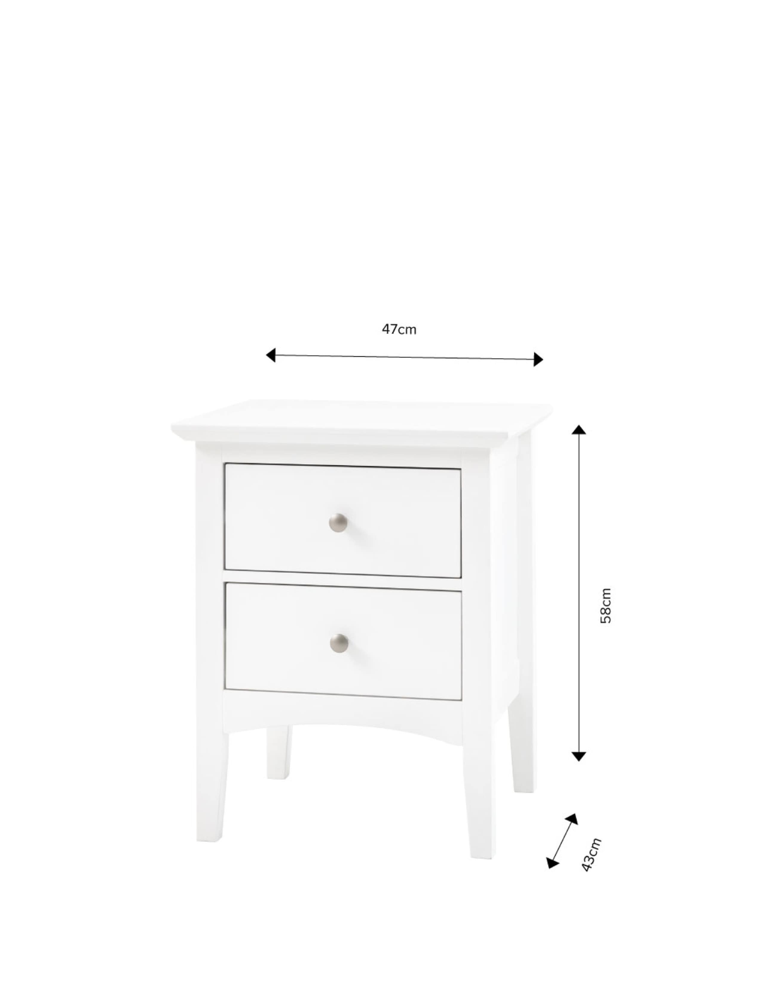 Hastings White 2 Drawer Bedside Table 5 of 5