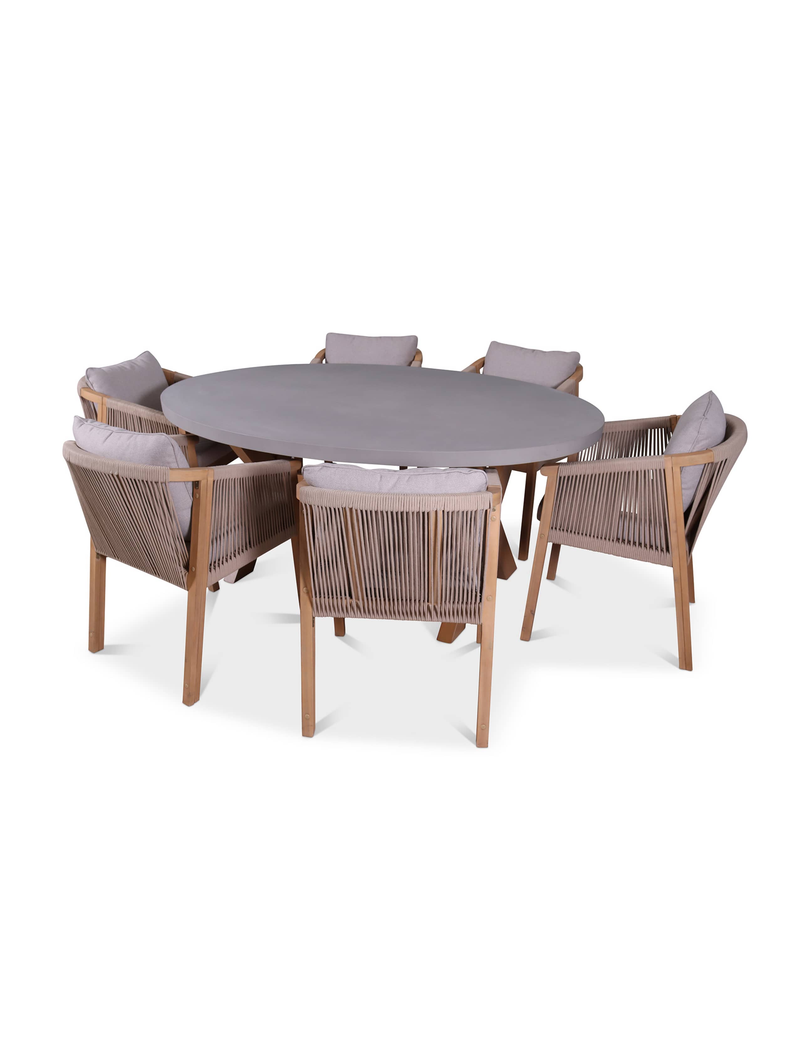 Luna Ellipse Concrete Table & 6 Roma Chairs 3 of 4