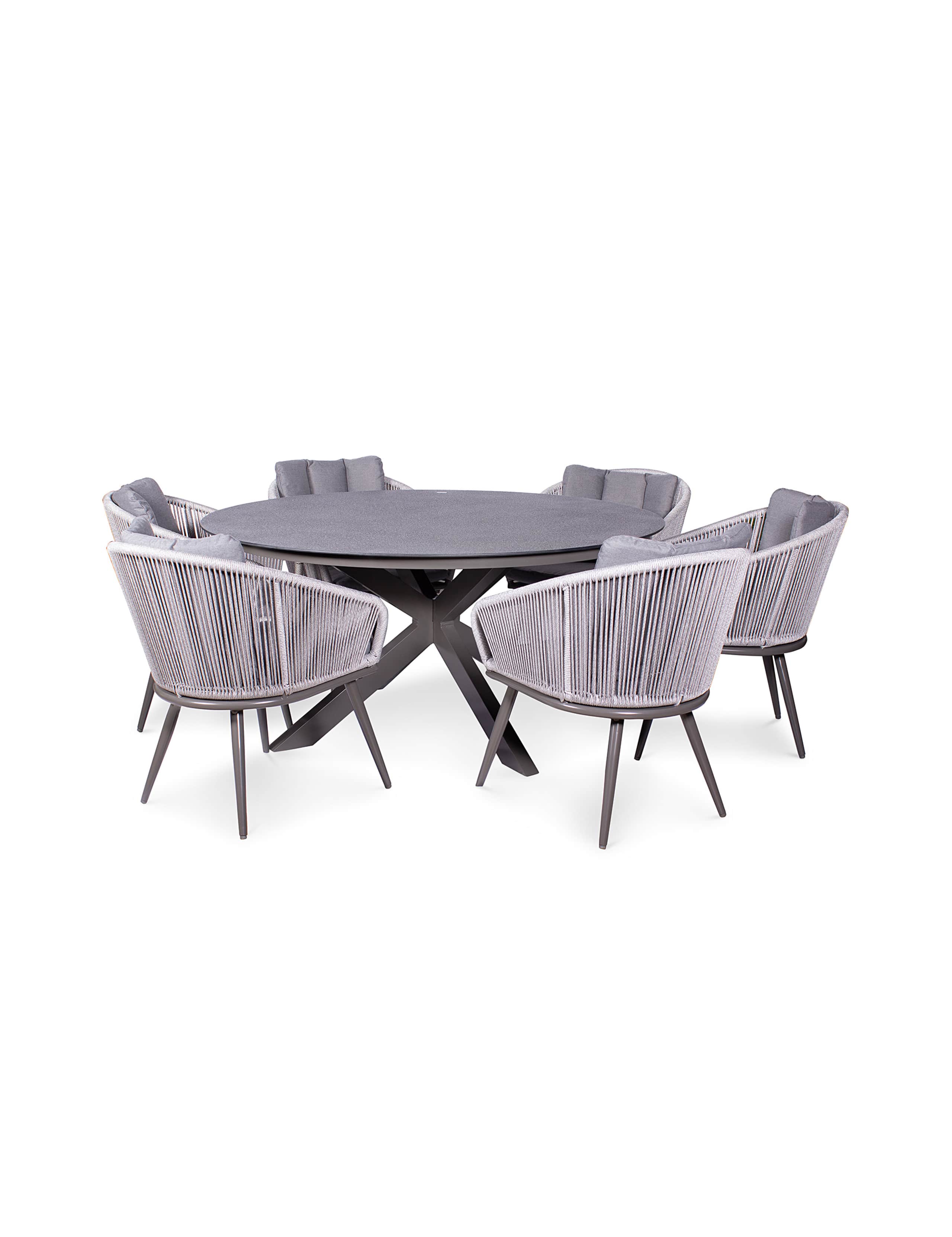 Aspen 6 Seater Round Garden Table & Chairs 5 of 6