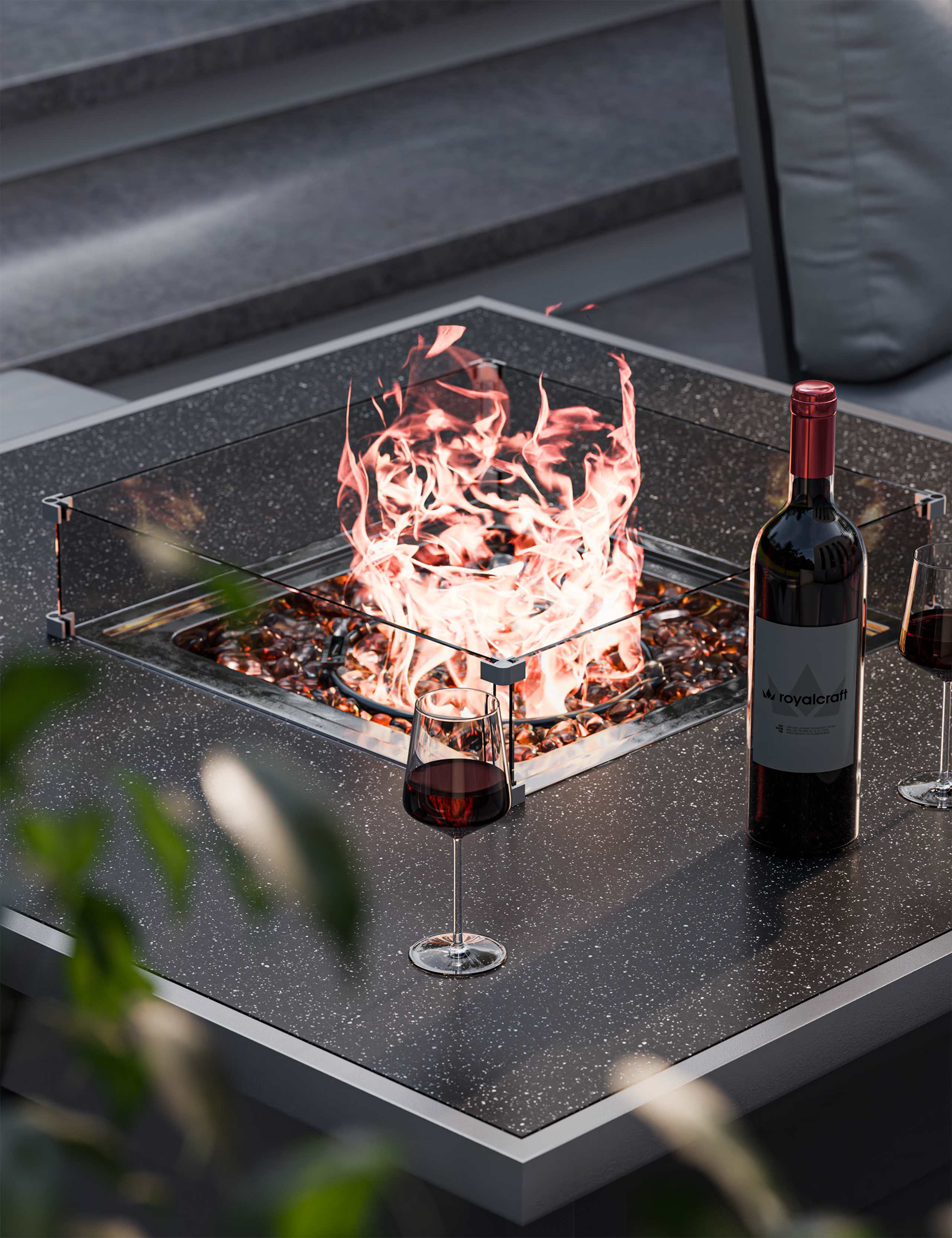 Mayfair Fire Pit Corner Lounging Set With 2 Benches 5 of 12