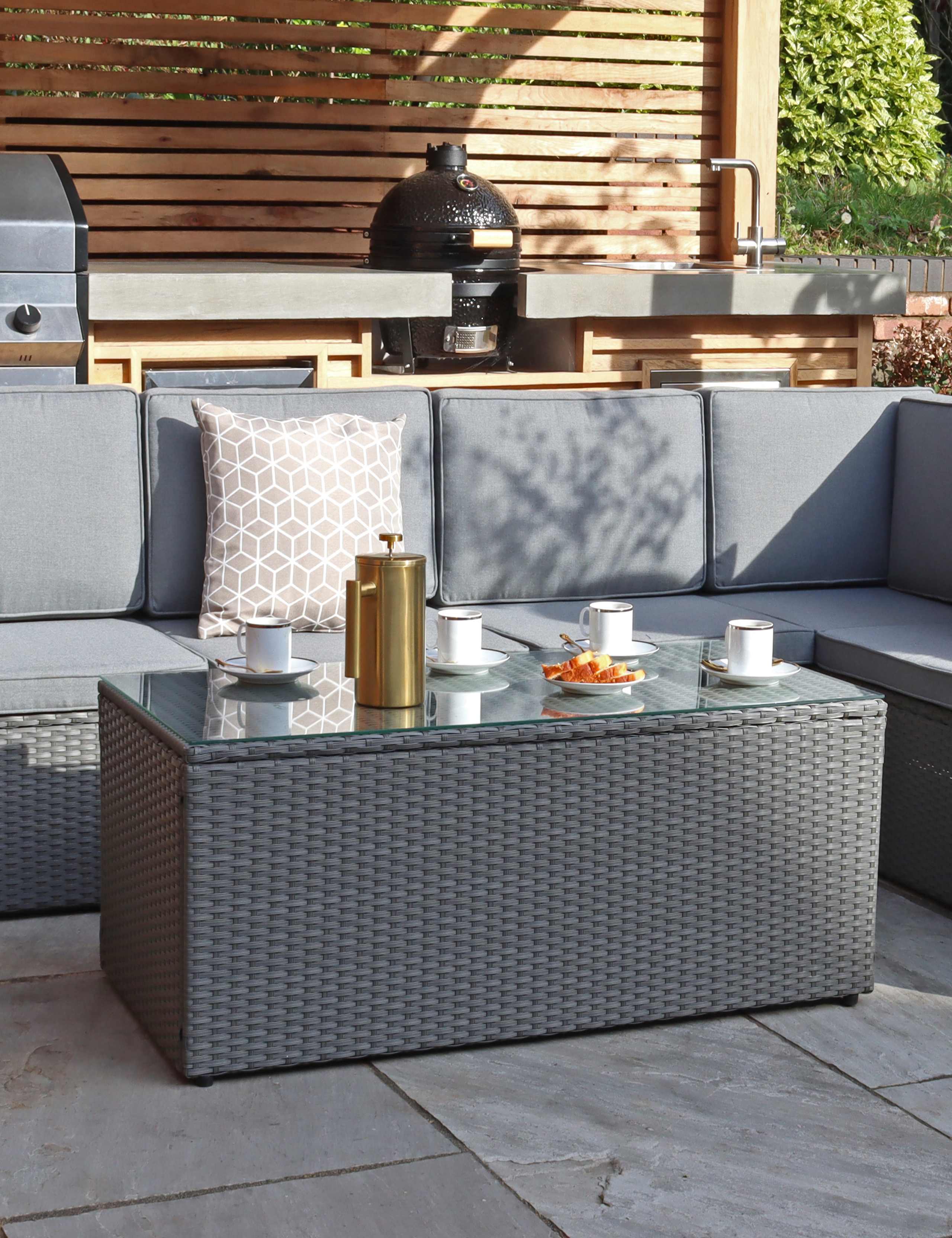 Berlin Rattan Corner Garden Lounge Set 5 of 6