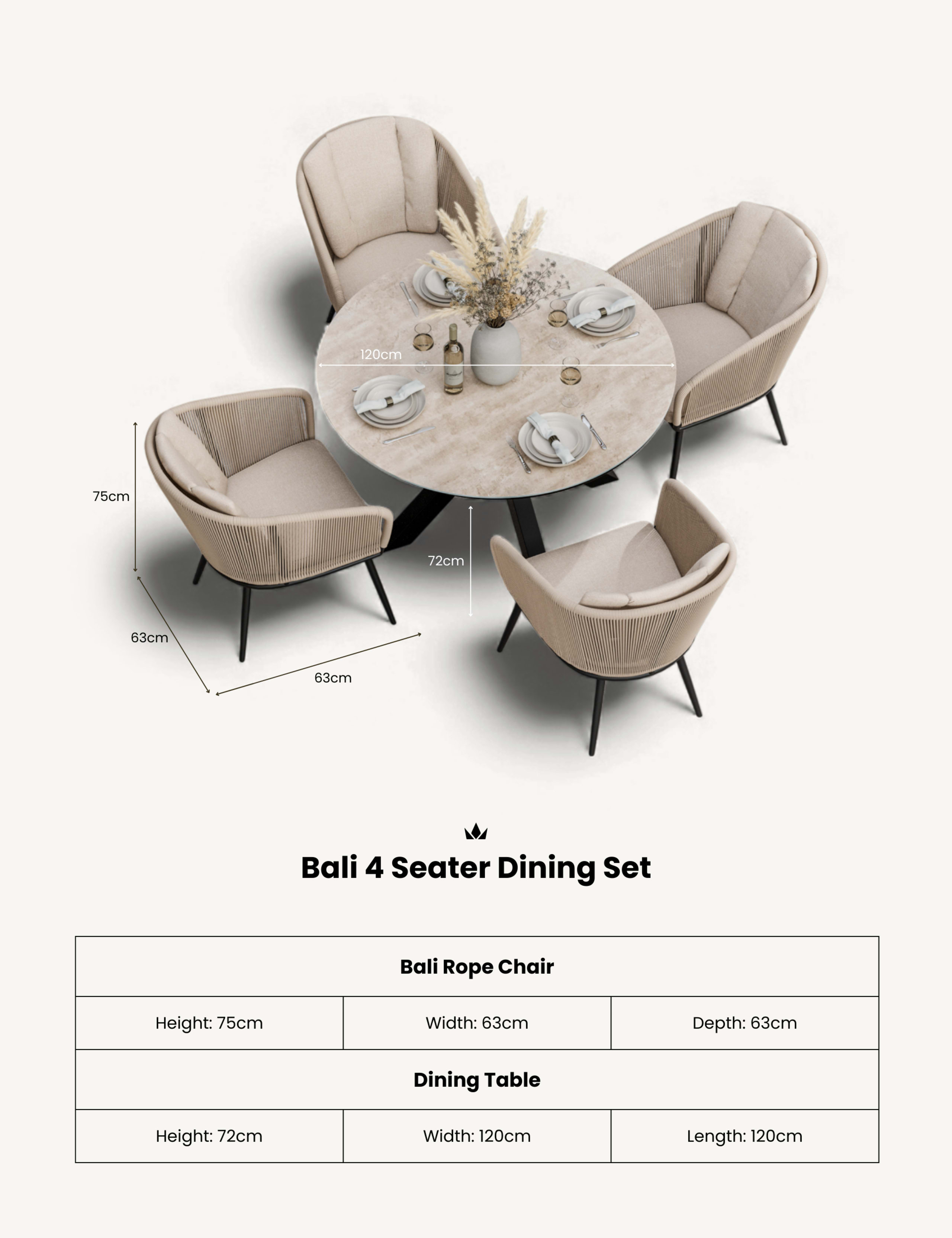 Bali 4 Seater Dining Set 9 of 10